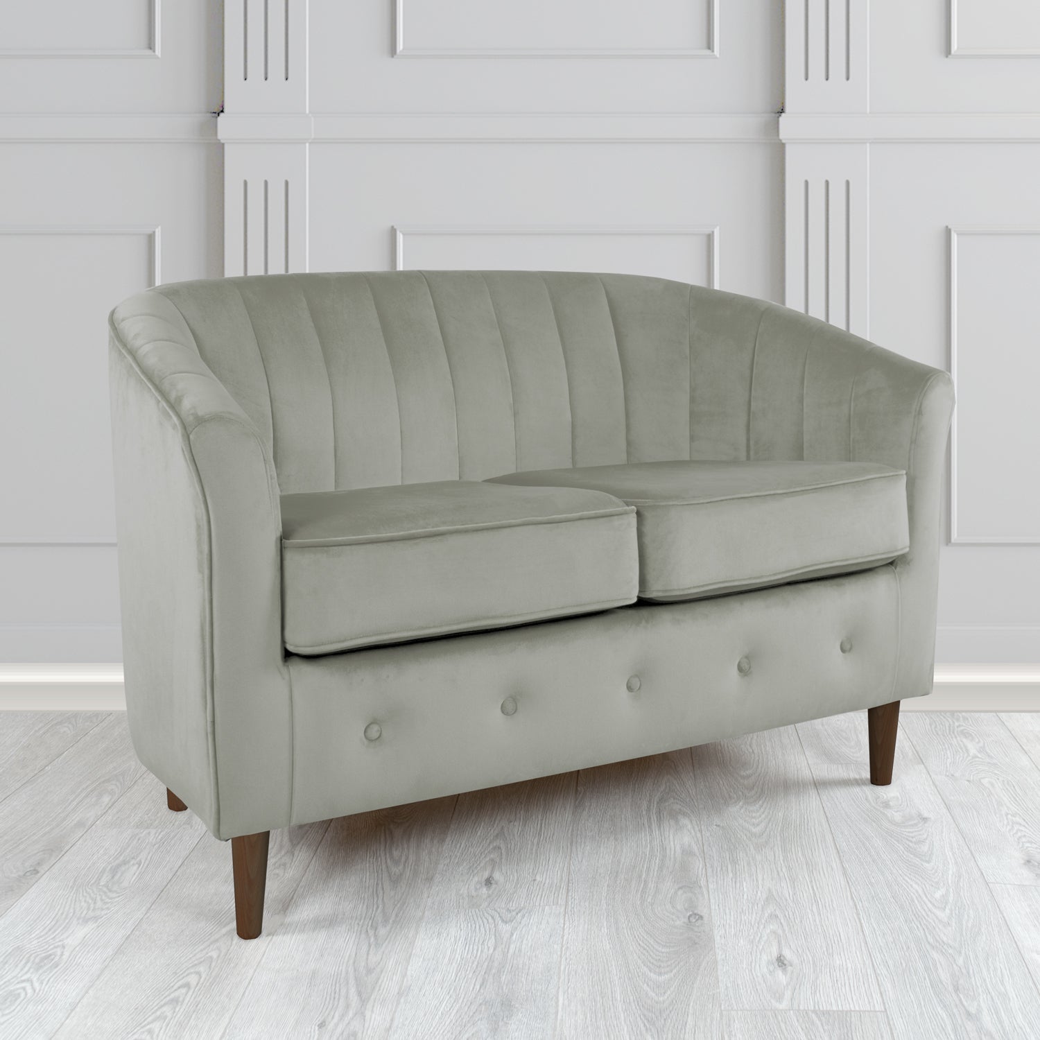 Doha 2 Seater Tub Sofa in Tubz Monaco Plain Velvet Fabric