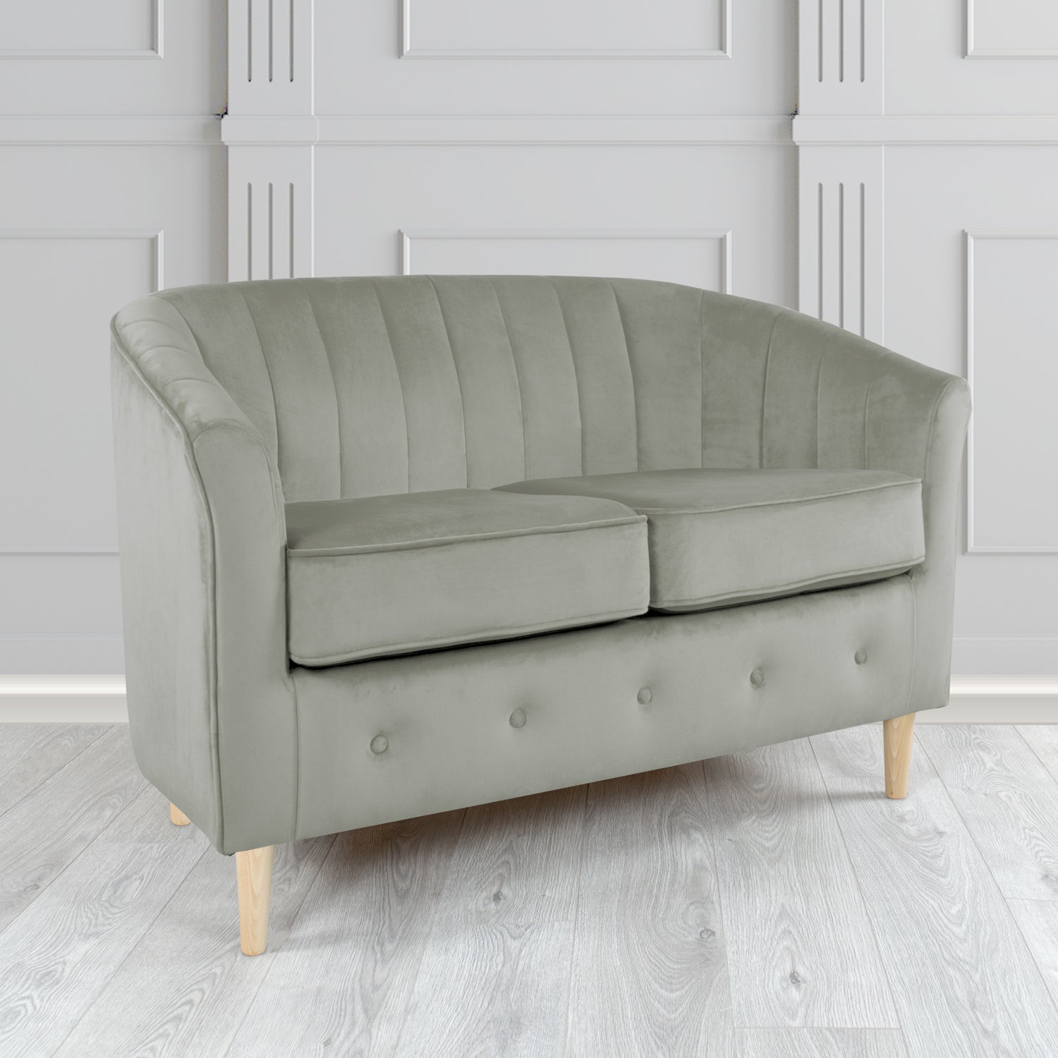Doha 2 Seater Tub Sofa in Tubz Monaco Plain Velvet Fabric