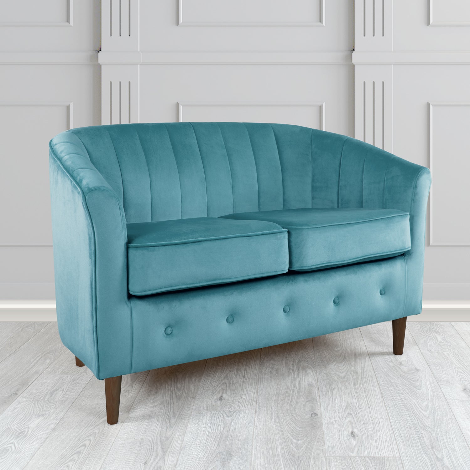 Doha 2 Seater Tub Sofa in Tubz Monaco Plain Velvet Fabric