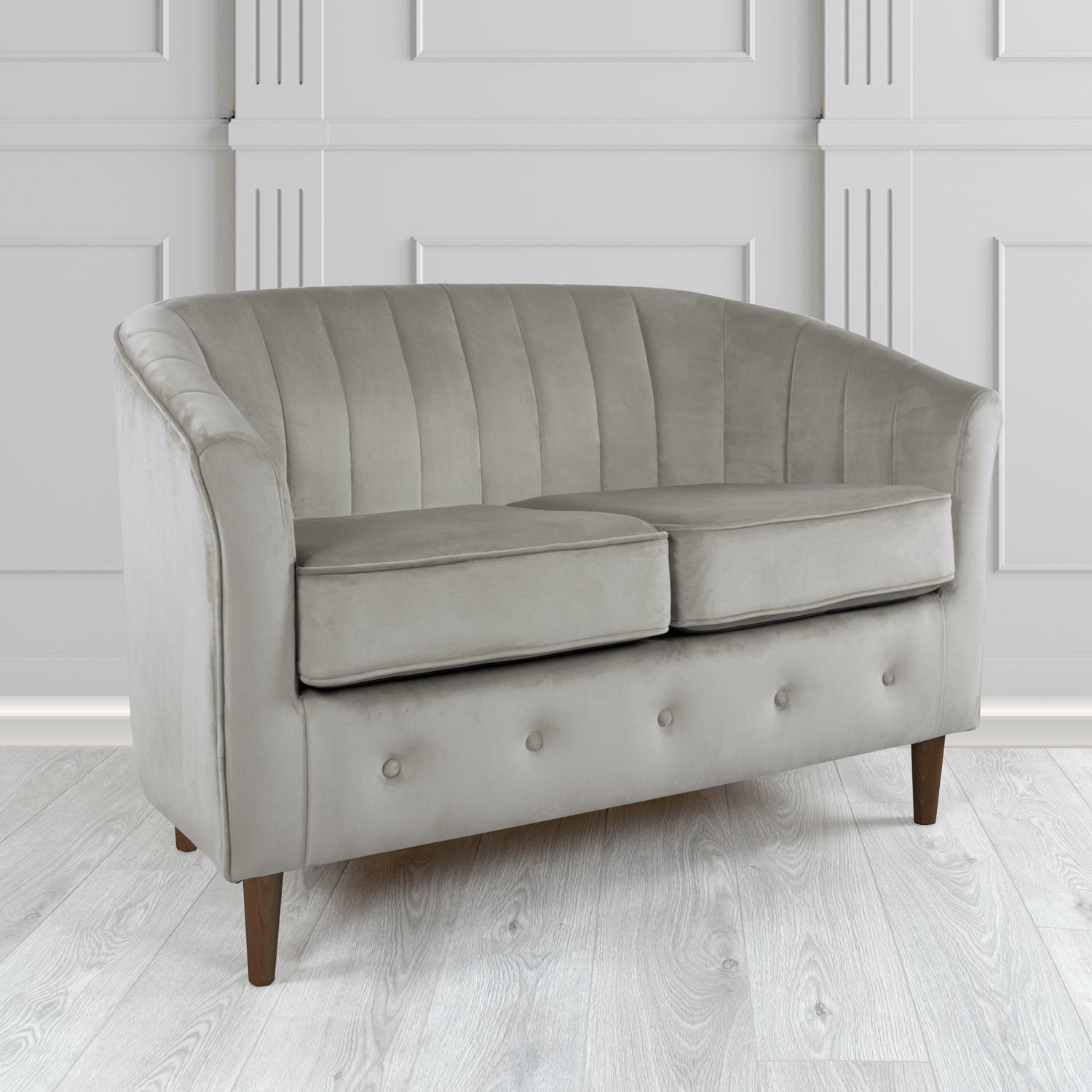 Doha 2 Seater Tub Sofa in Tubz Monaco Plain Velvet Fabric