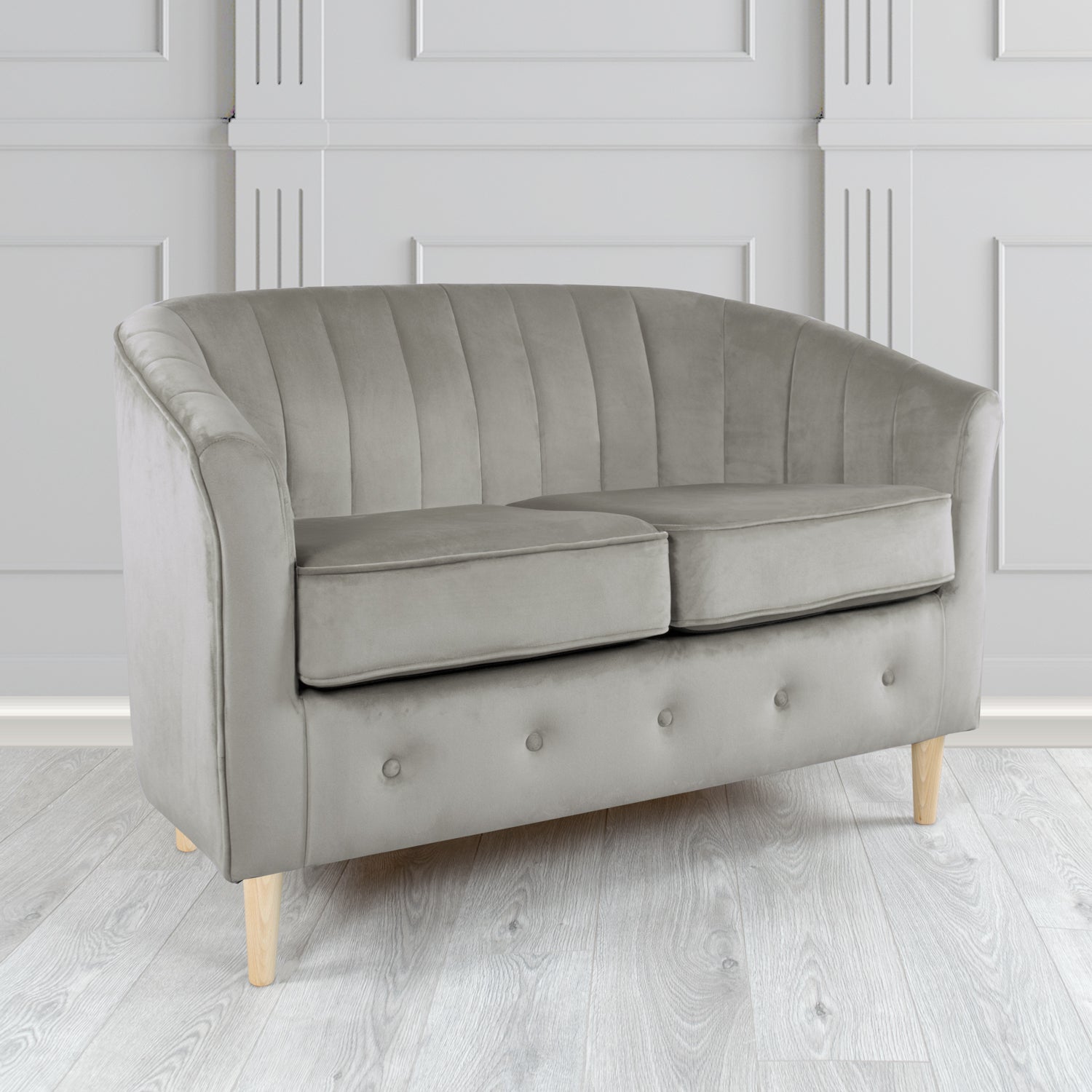 Doha 2 Seater Tub Sofa in Tubz Monaco Plain Velvet Fabric