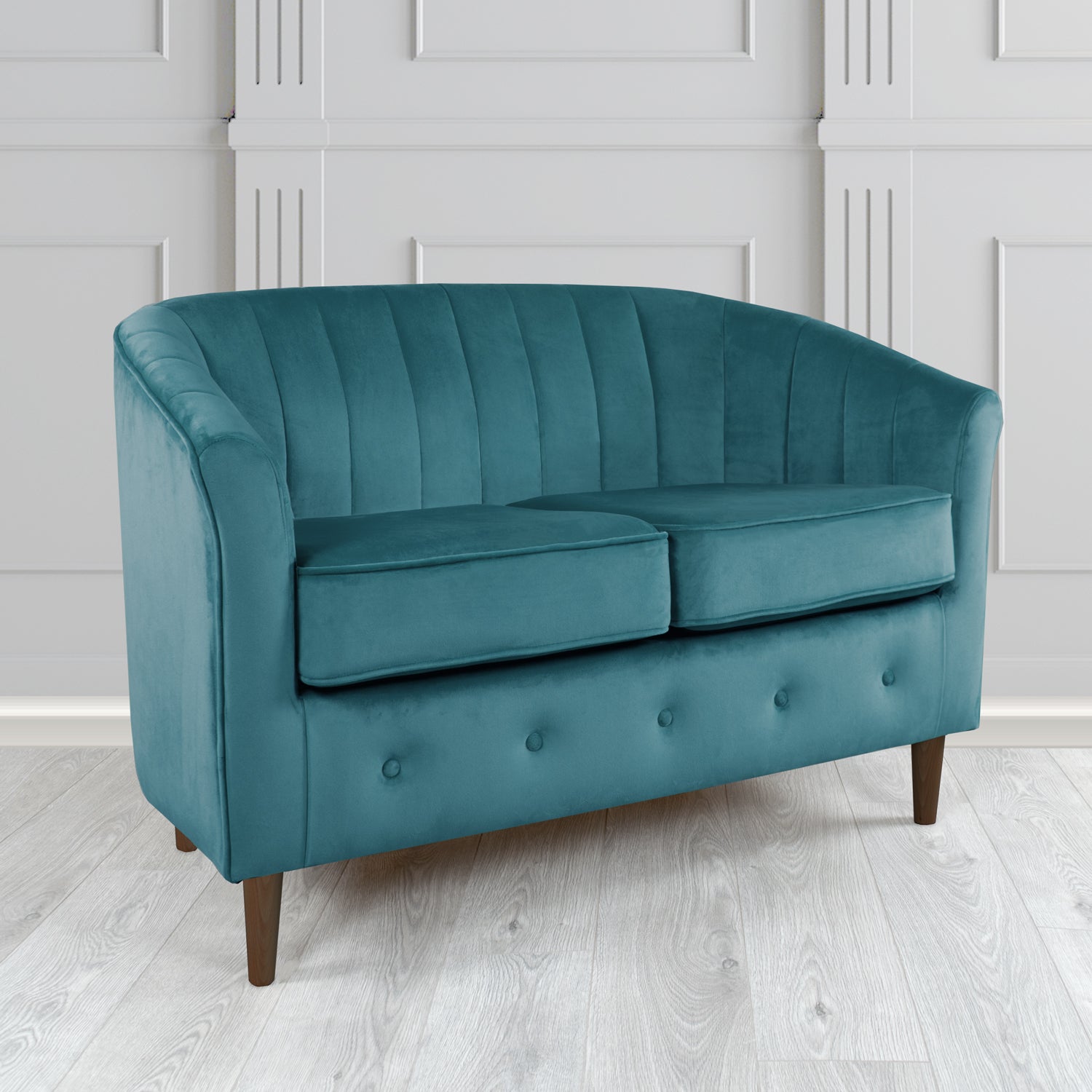Doha 2 Seater Tub Sofa in Tubz Monaco Plain Velvet Fabric