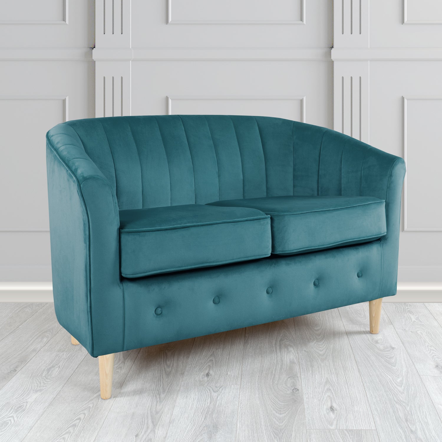Doha 2 Seater Tub Sofa in Tubz Monaco Plain Velvet Fabric
