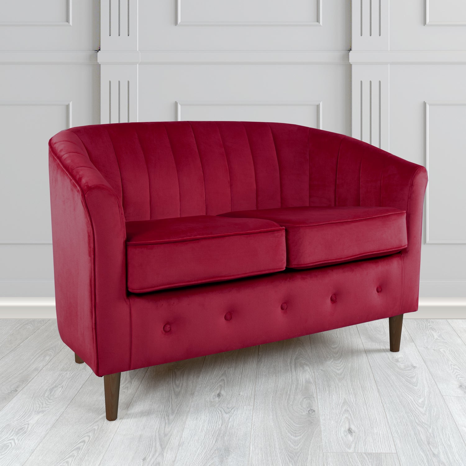 Doha 2 Seater Tub Sofa in Tubz Monaco Plain Velvet Fabric