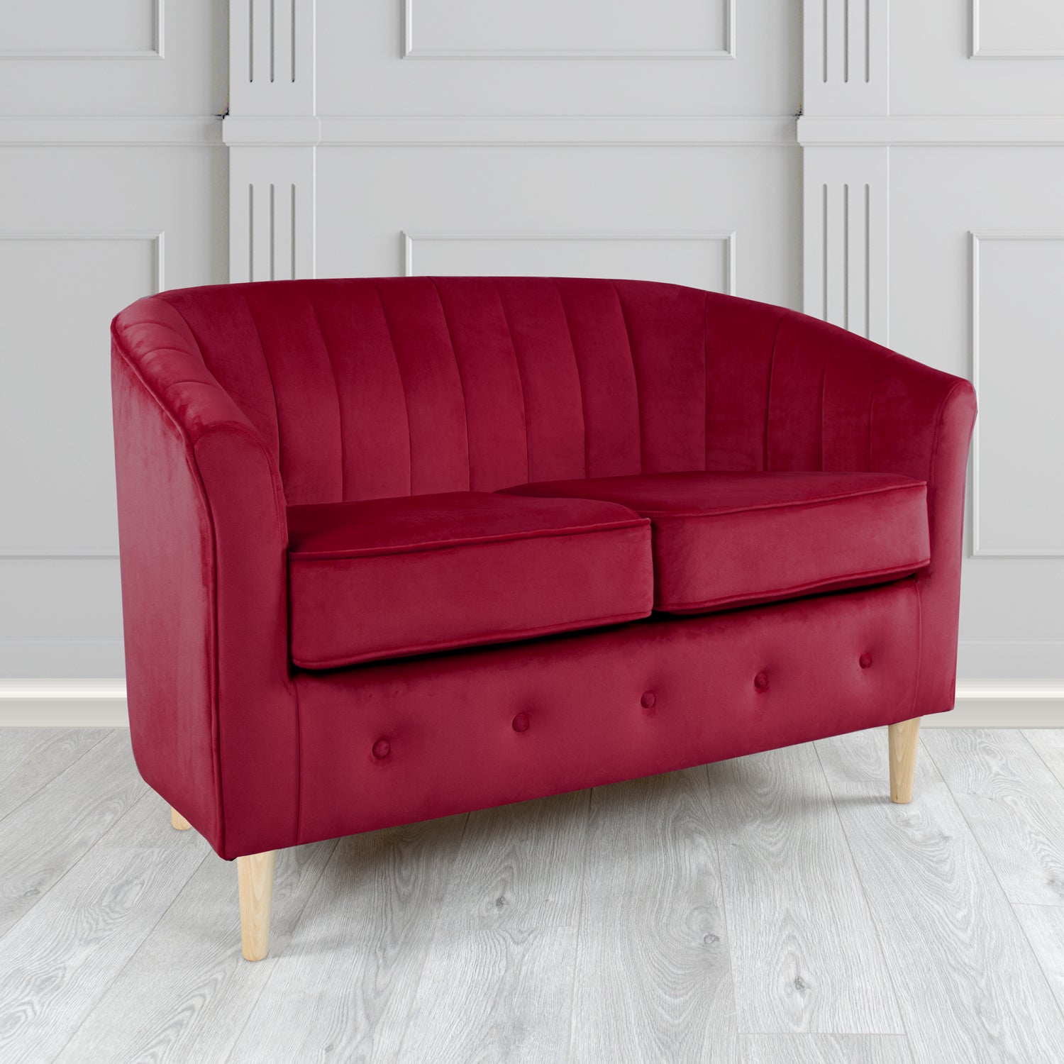 Doha 2 Seater Tub Sofa in Tubz Monaco Plain Velvet Fabric