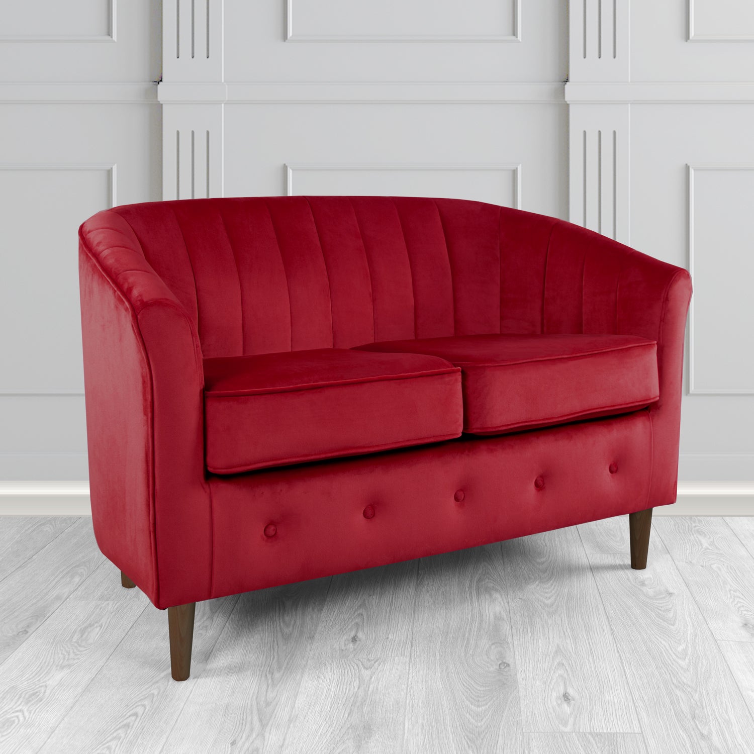 Doha 2 Seater Tub Sofa in Sapore Plain Velvet Fabric