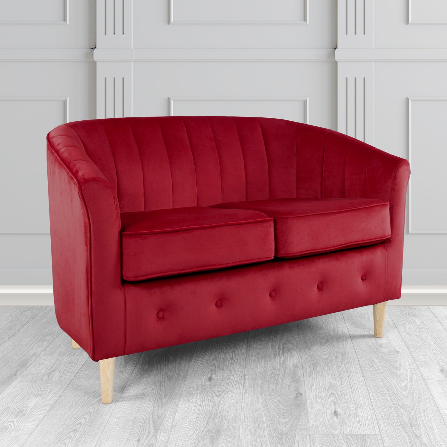 Doha 2 Seater Tub Sofa in Sapore Plain Velvet Fabric