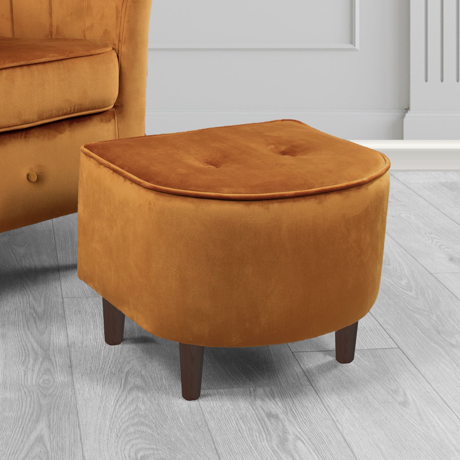 Doha Footstool in Sapore Crib 5 Velvet Fabric