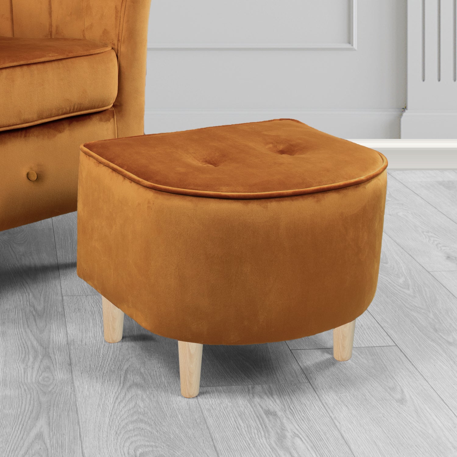 Doha Footstool in Sapore Crib 5 Velvet Fabric