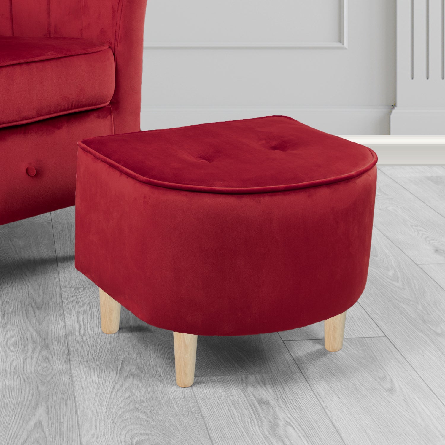 Doha Footstool in Sapore Crib 5 Velvet Fabric