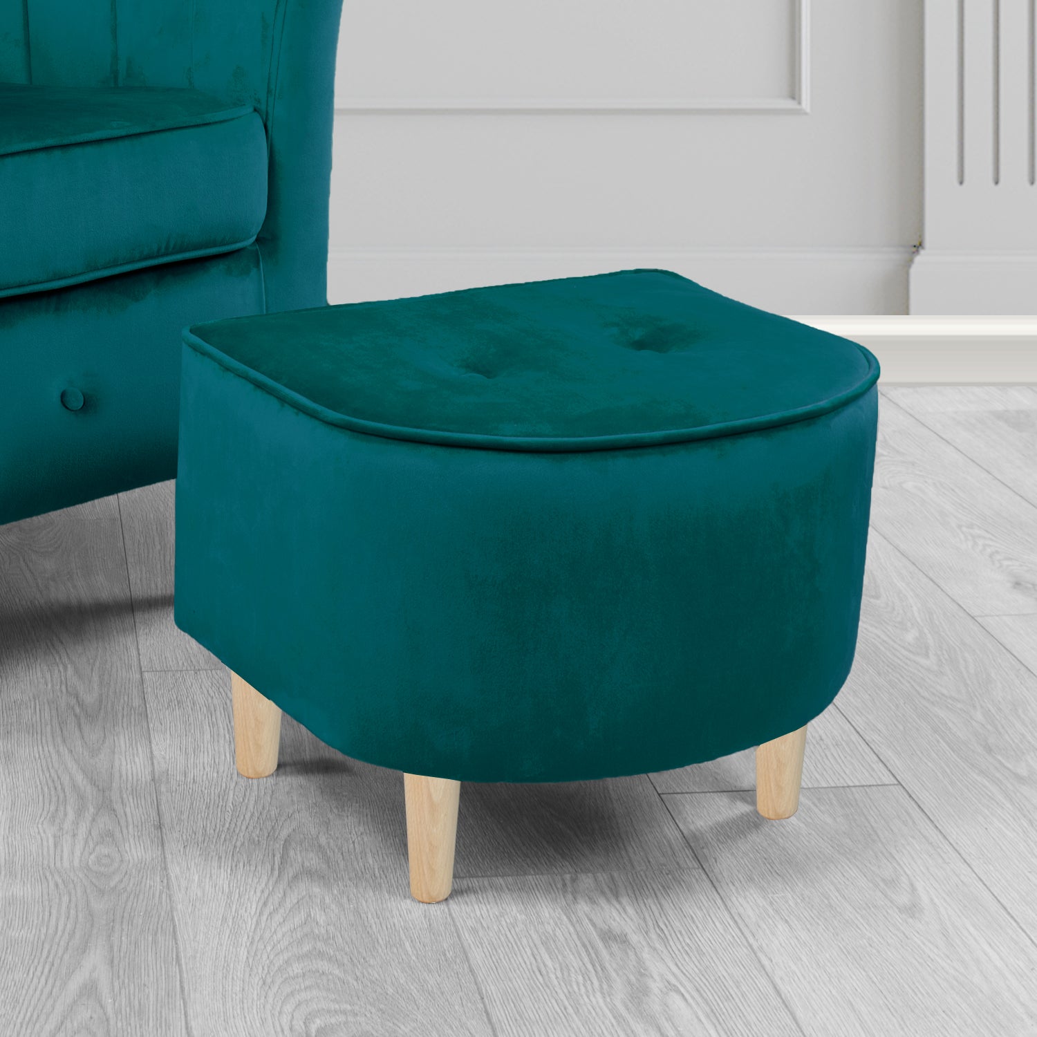 Doha Footstool in Sapore Crib 5 Velvet Fabric