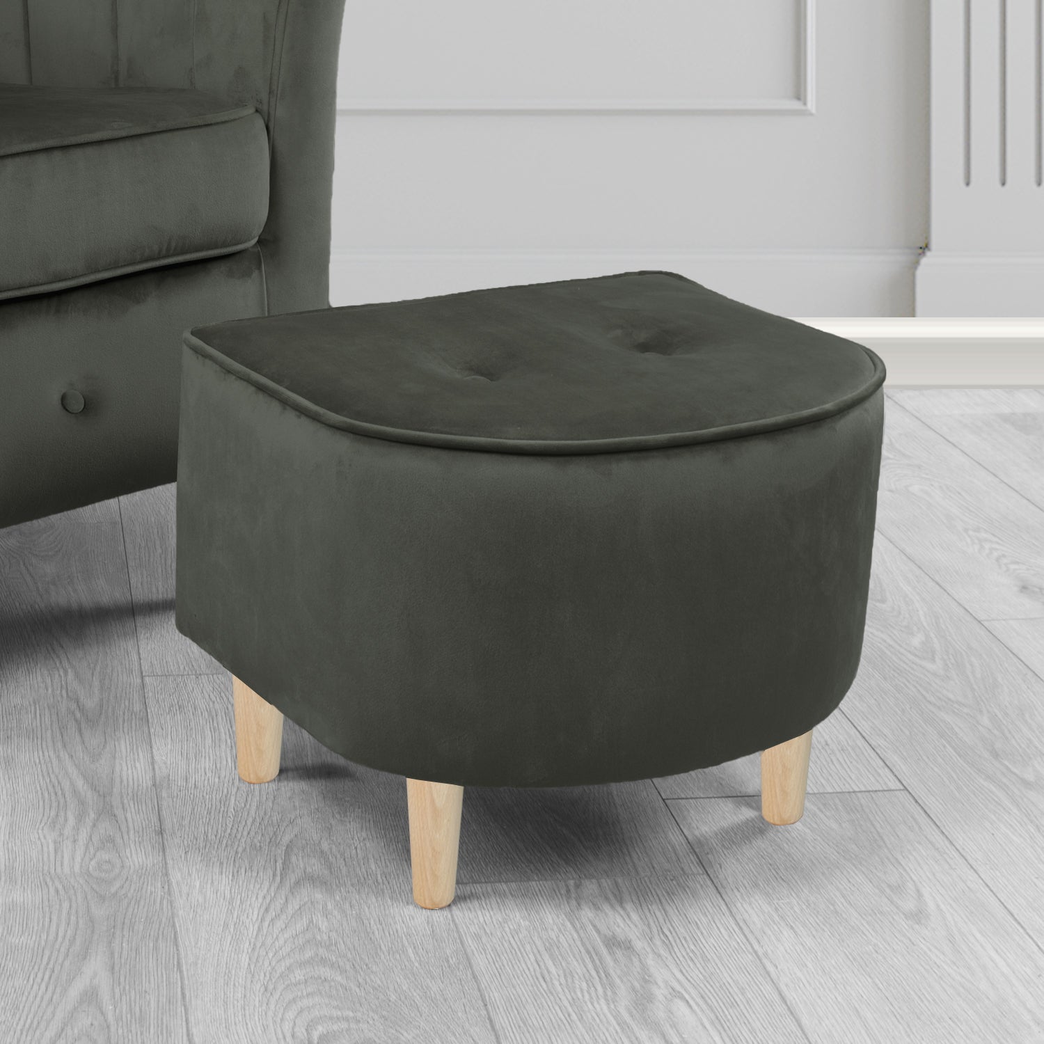 Doha Footstool in Sapore Crib 5 Velvet Fabric