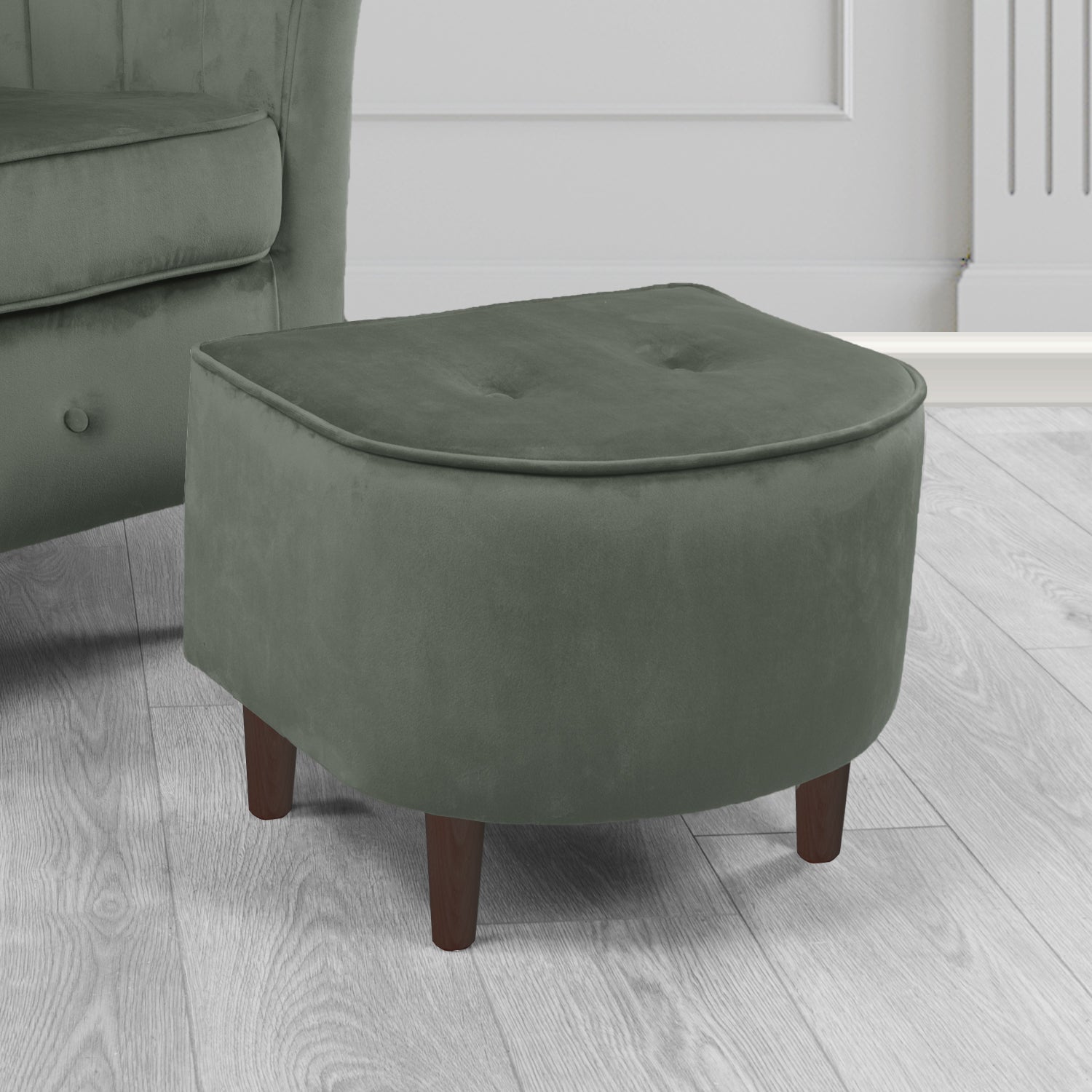 Doha Footstool in Sapore Crib 5 Velvet Fabric
