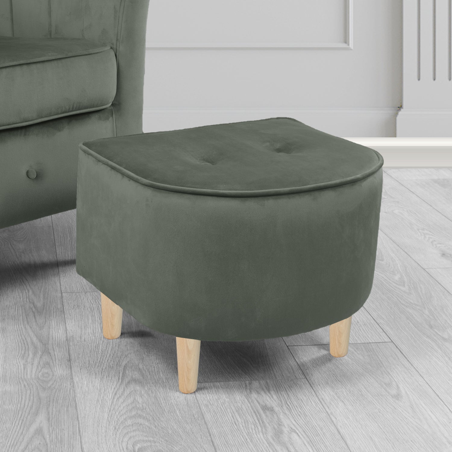 Doha Footstool in Sapore Crib 5 Velvet Fabric