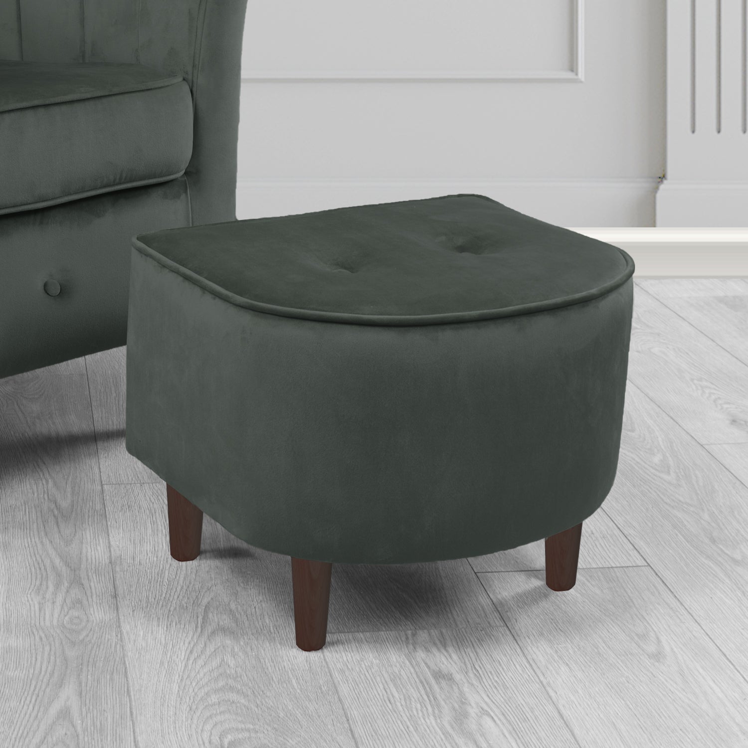 Doha Footstool in Sapore Crib 5 Velvet Fabric