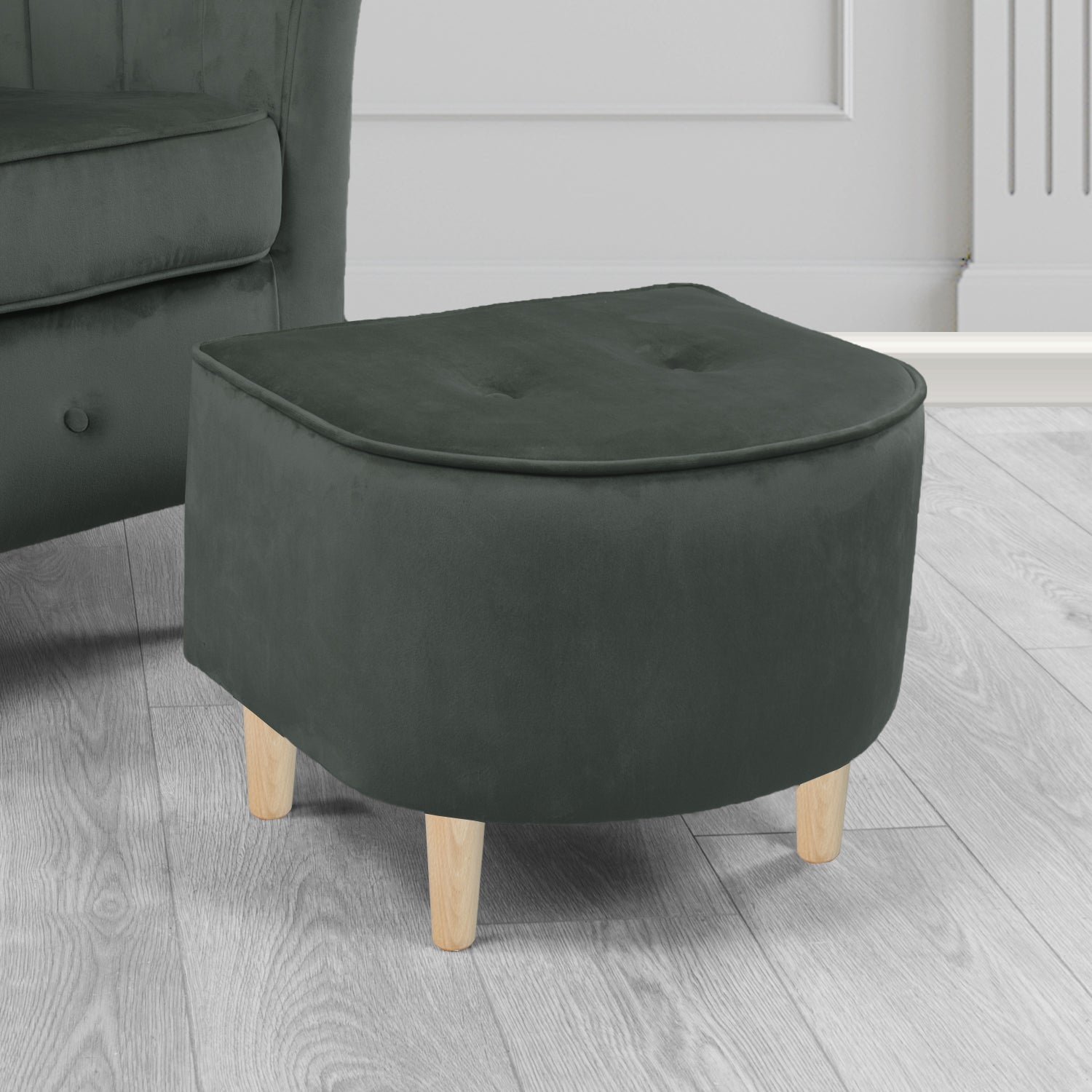 Doha Footstool in Sapore Crib 5 Velvet Fabric