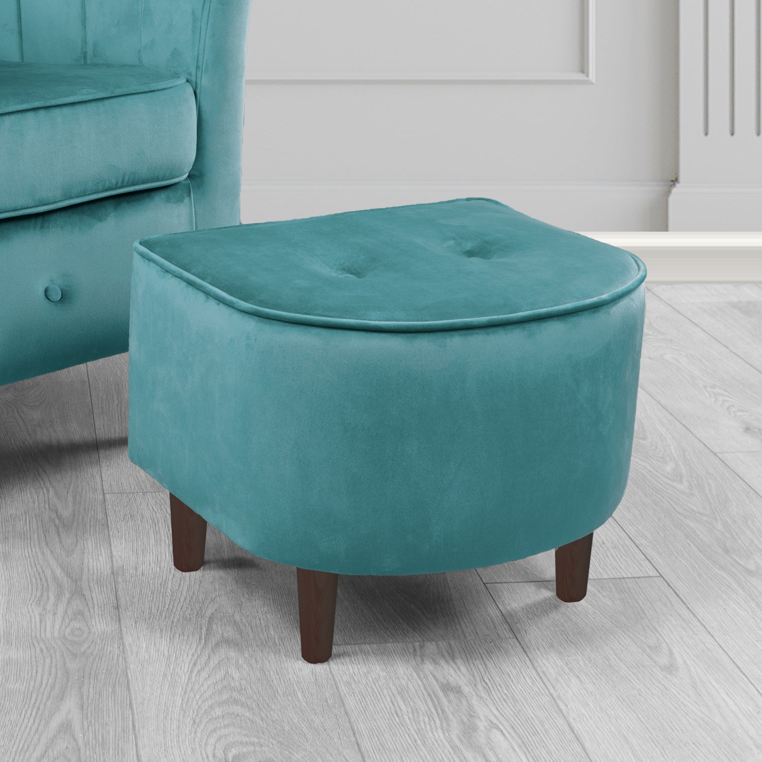 Doha Footstool in Sapore Crib 5 Velvet Fabric