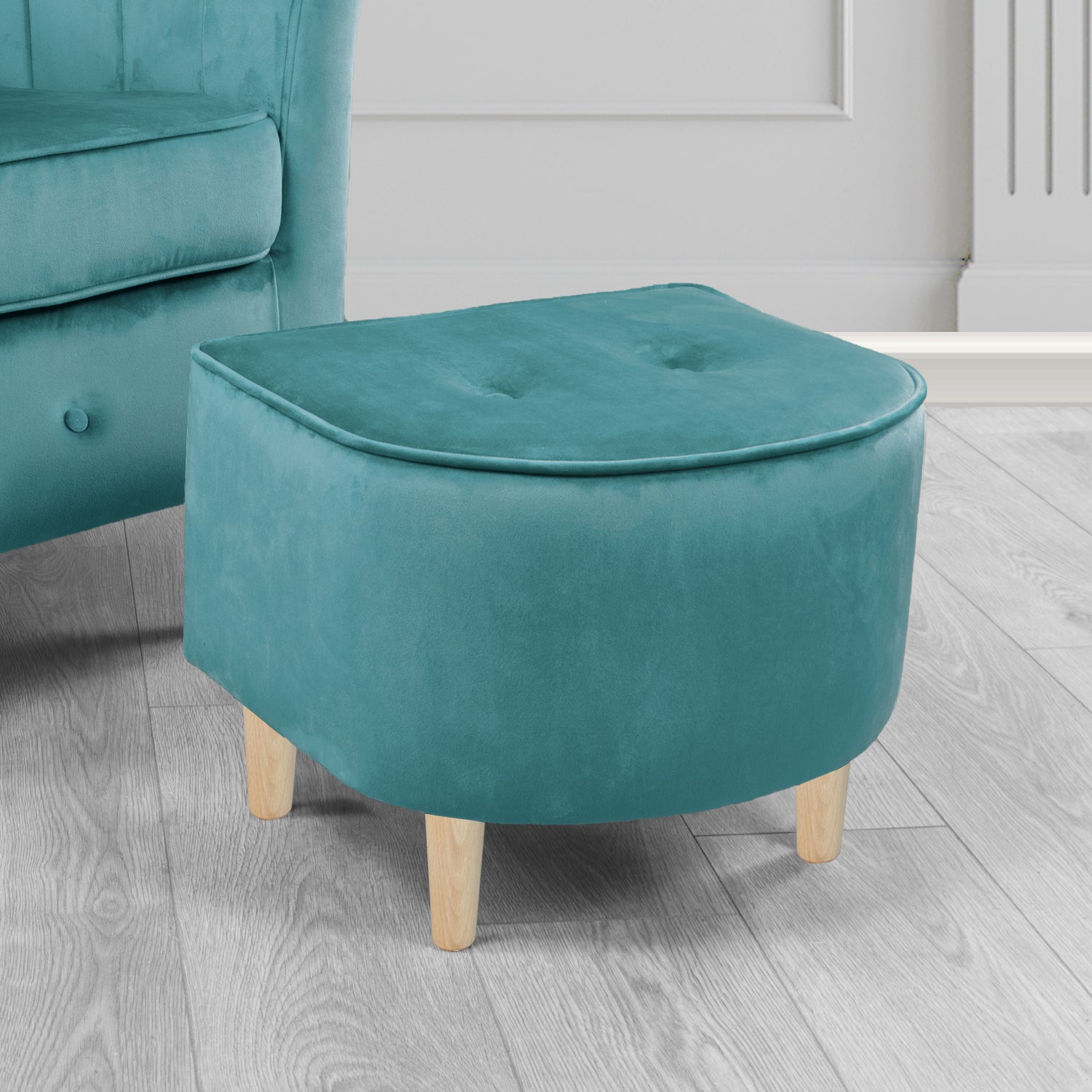 Doha Footstool in Sapore Crib 5 Velvet Fabric