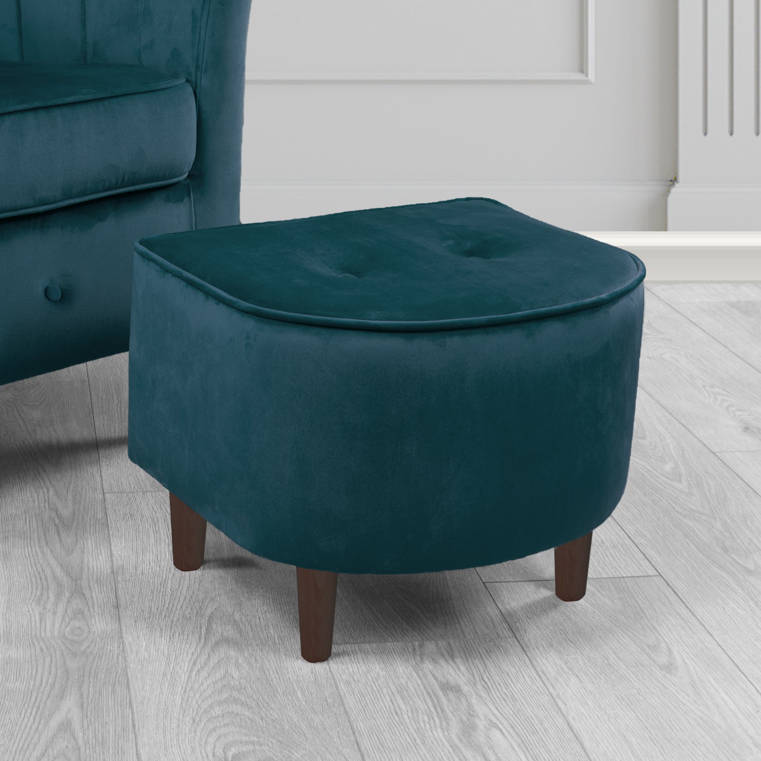 Doha Footstool in Sapore Crib 5 Velvet Fabric