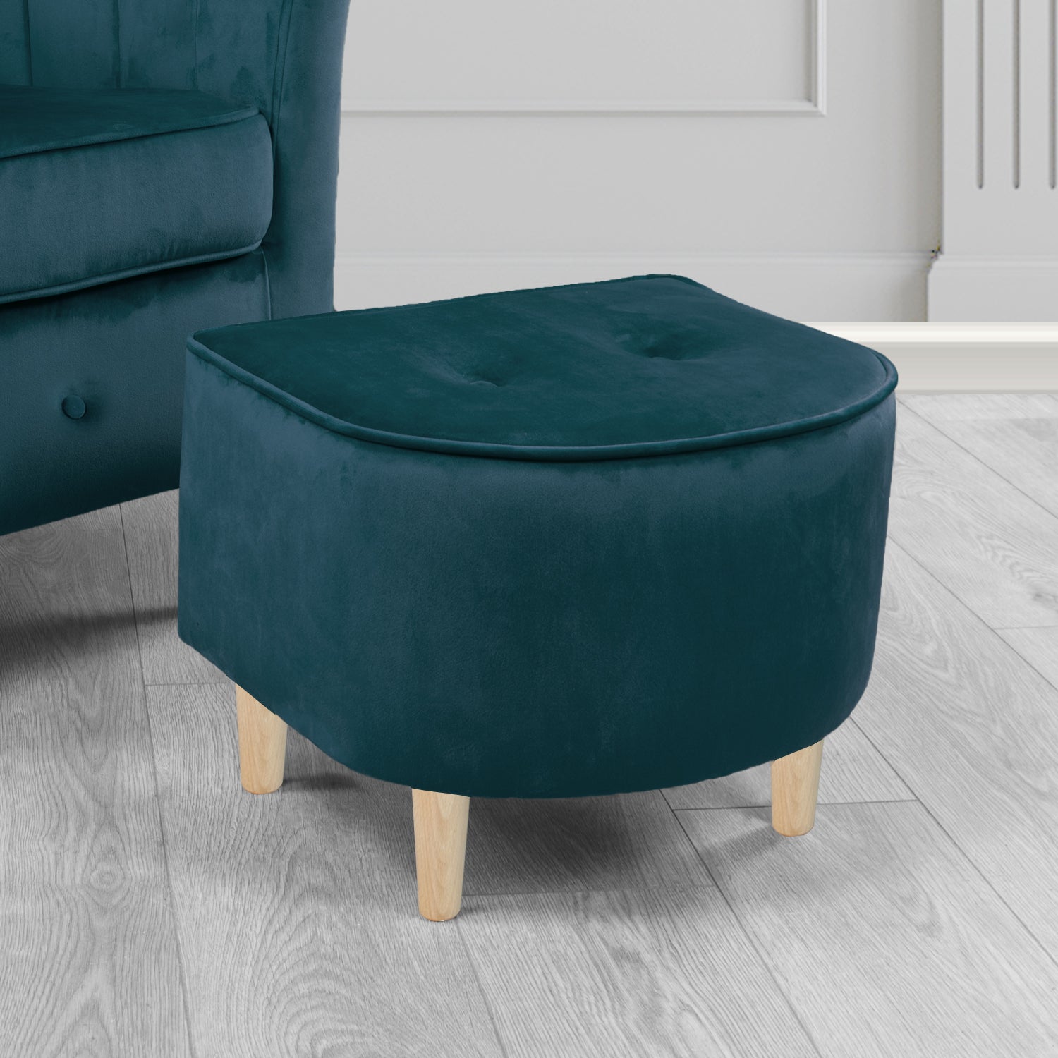 Doha Footstool in Sapore Crib 5 Velvet Fabric