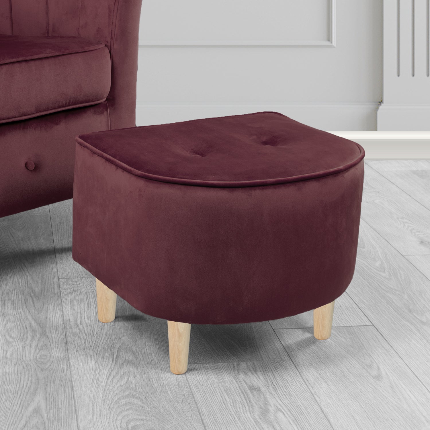 Doha Footstool in Sapore Crib 5 Velvet Fabric