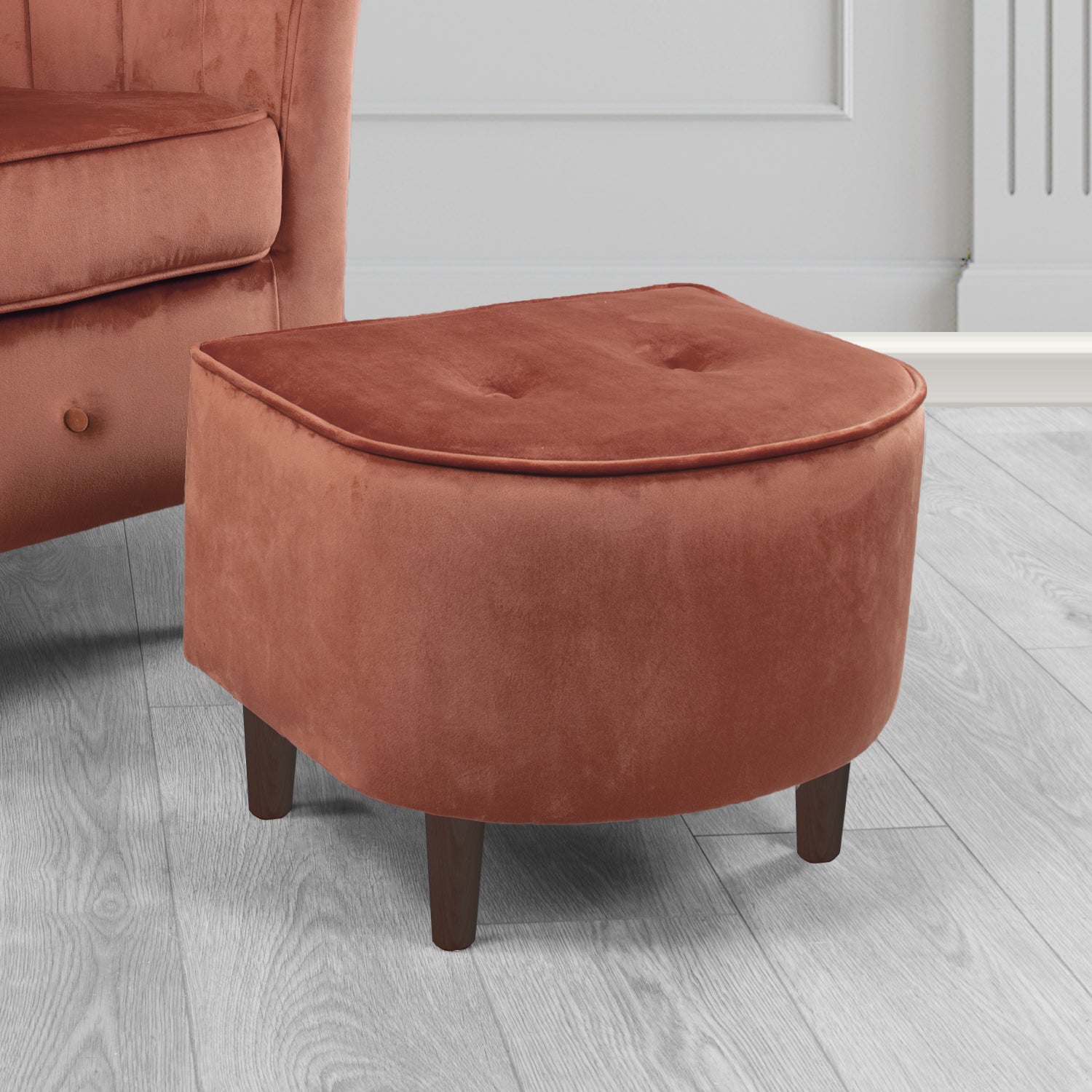 Doha Footstool in Sapore Crib 5 Velvet Fabric