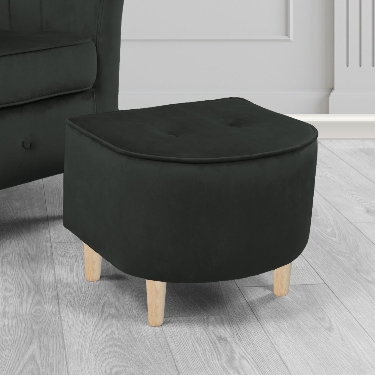 Doha Footstool in Sapore Crib 5 Velvet Fabric