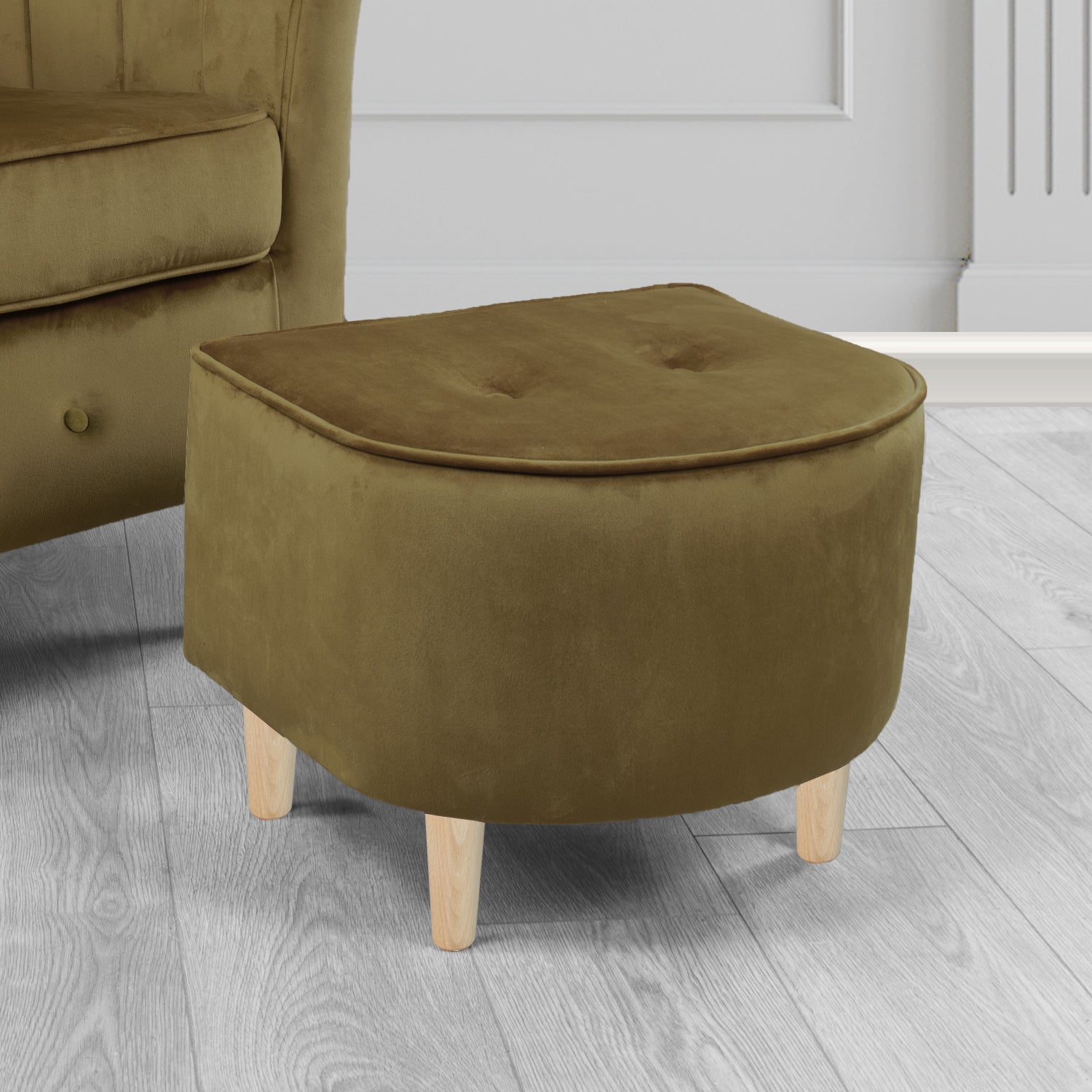 Doha Footstool in Sapore Crib 5 Velvet Fabric