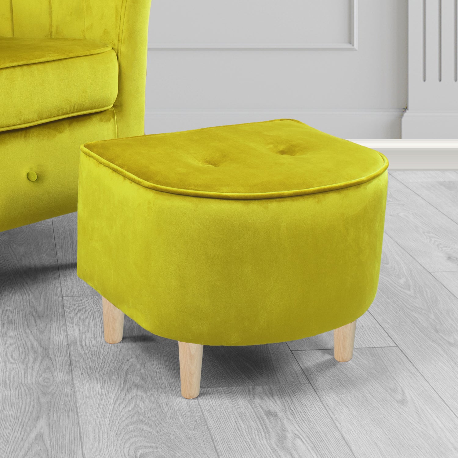 Doha Footstool in Sapore Crib 5 Velvet Fabric