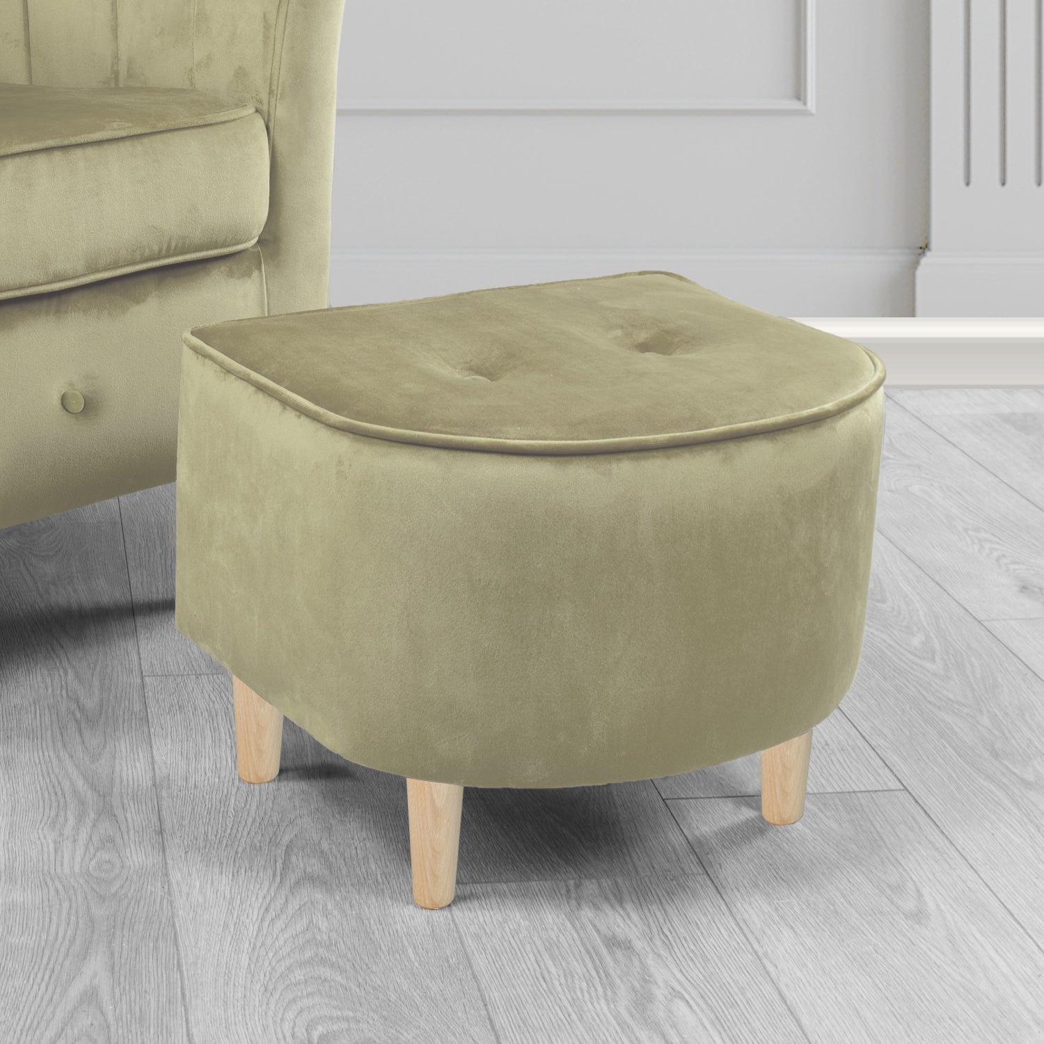 Doha Footstool in Sapore Crib 5 Velvet Fabric