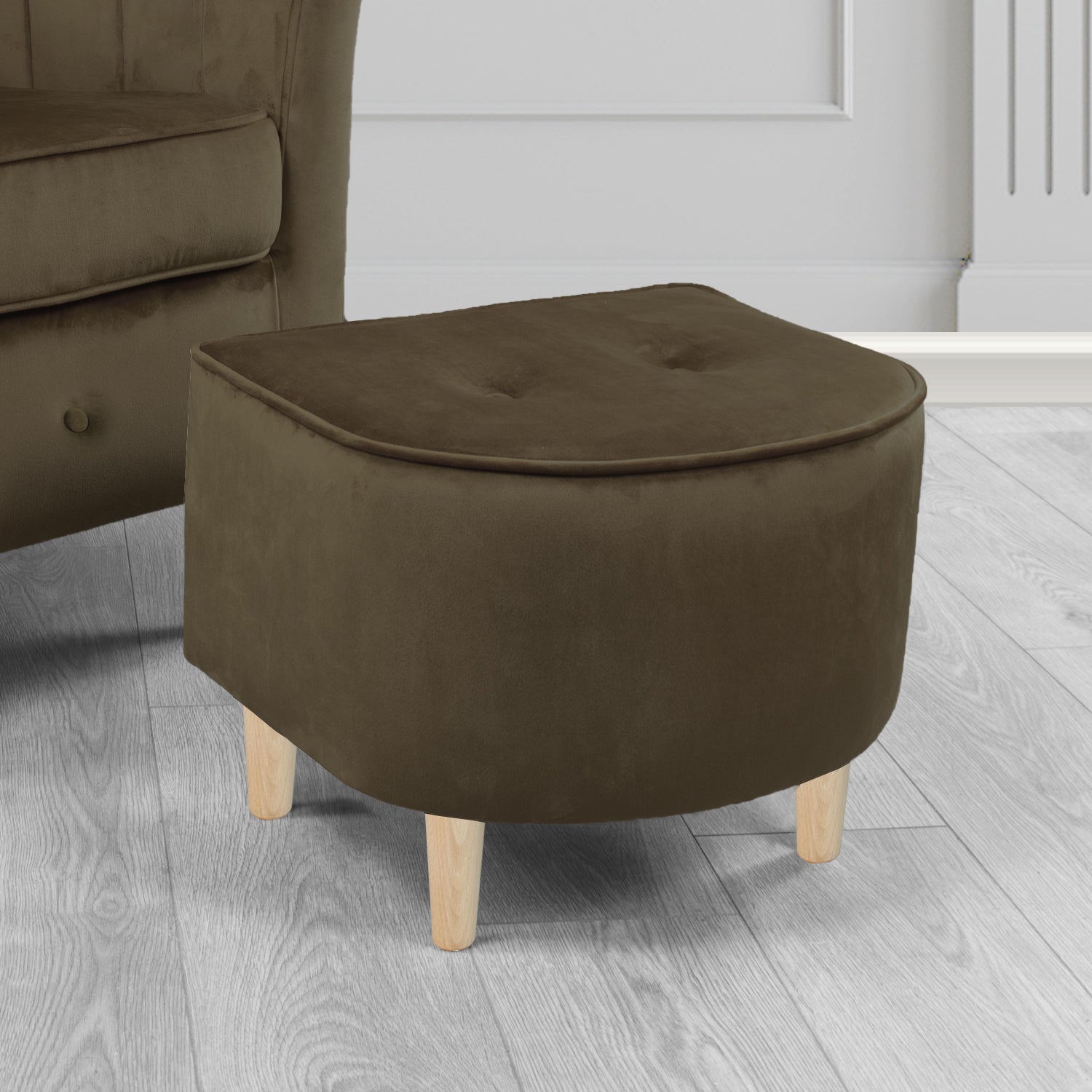 Doha Footstool in Sapore Crib 5 Velvet Fabric
