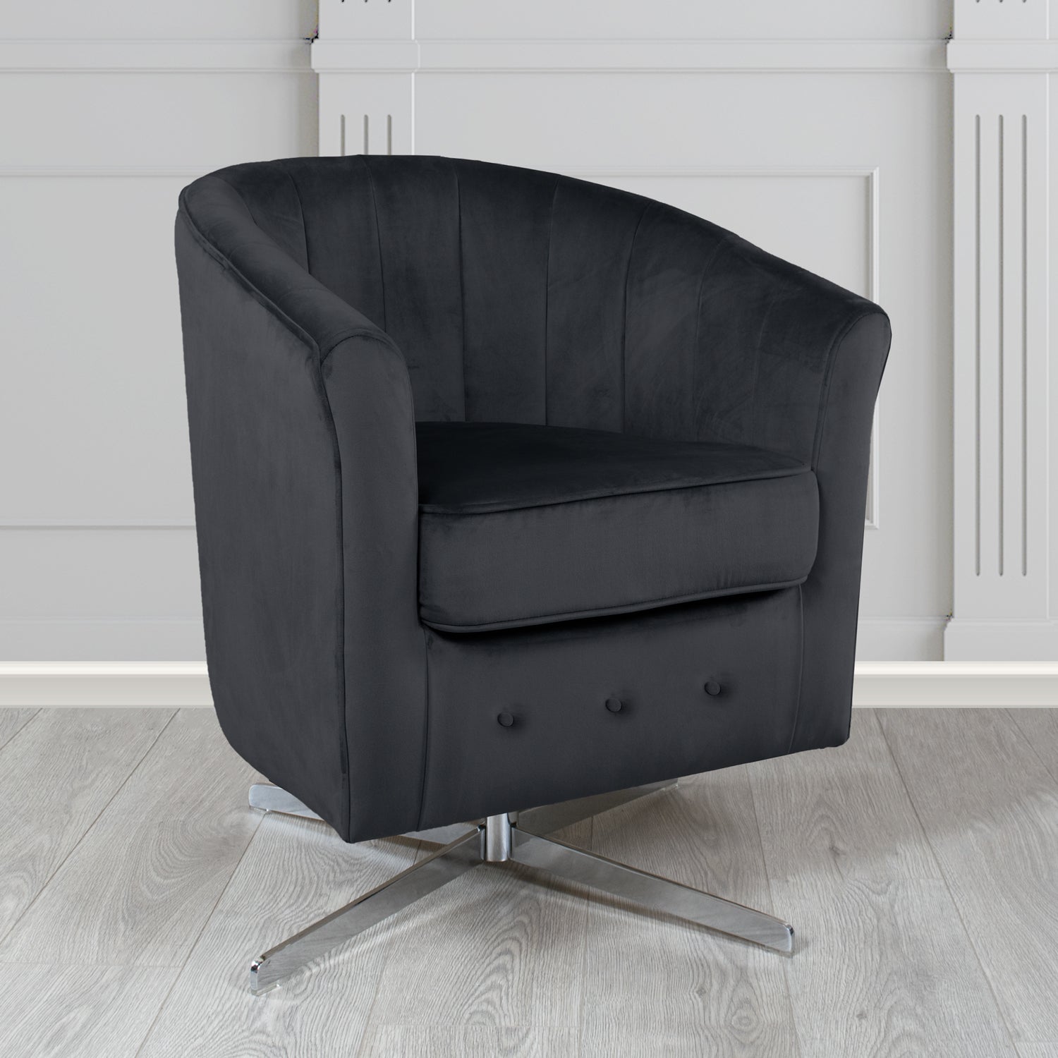 Doha Swivel Tub Chair in Tubz Monaco Plain Velvet Fabric