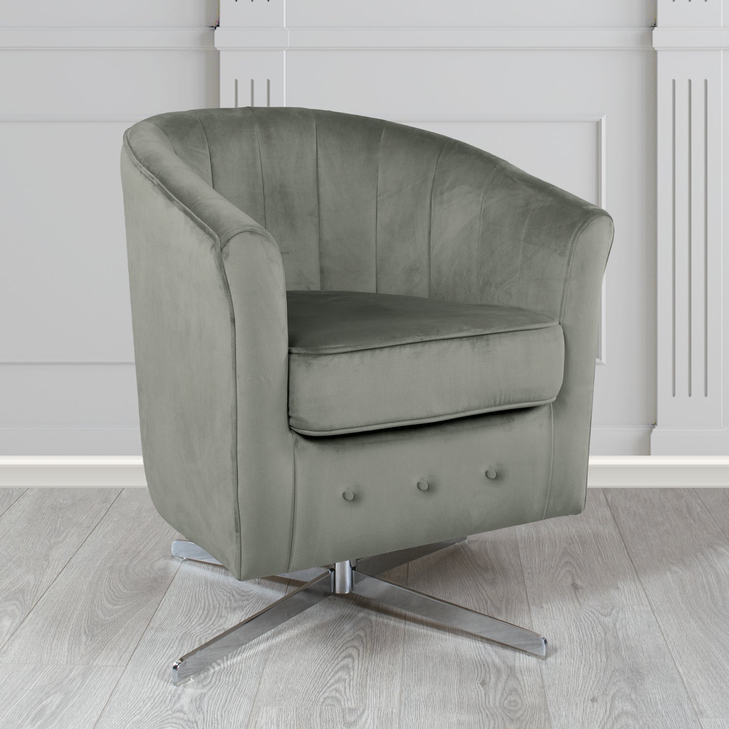 Doha Swivel Tub Chair in Tubz Monaco Plain Velvet Fabric