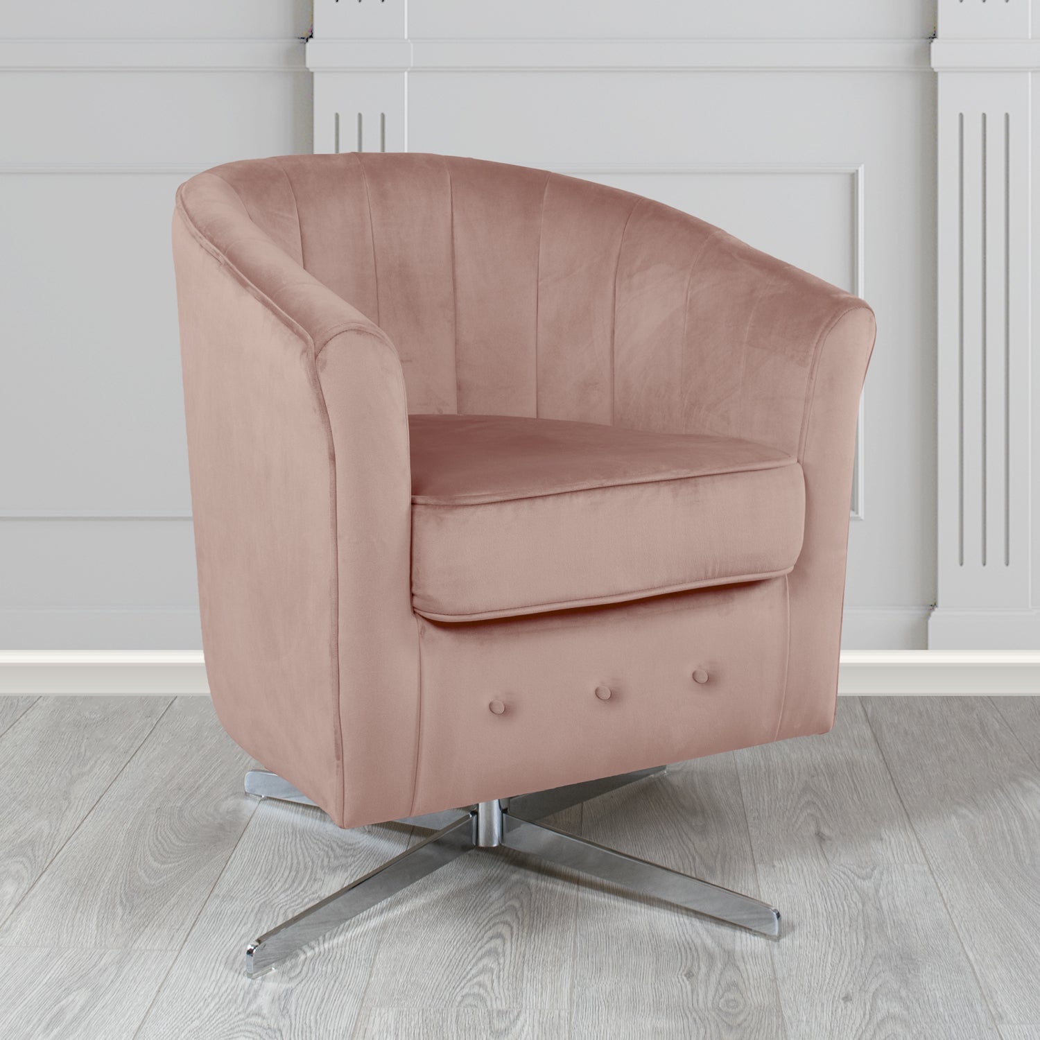 Doha Swivel Tub Chair in Tubz Monaco Plain Velvet Fabric