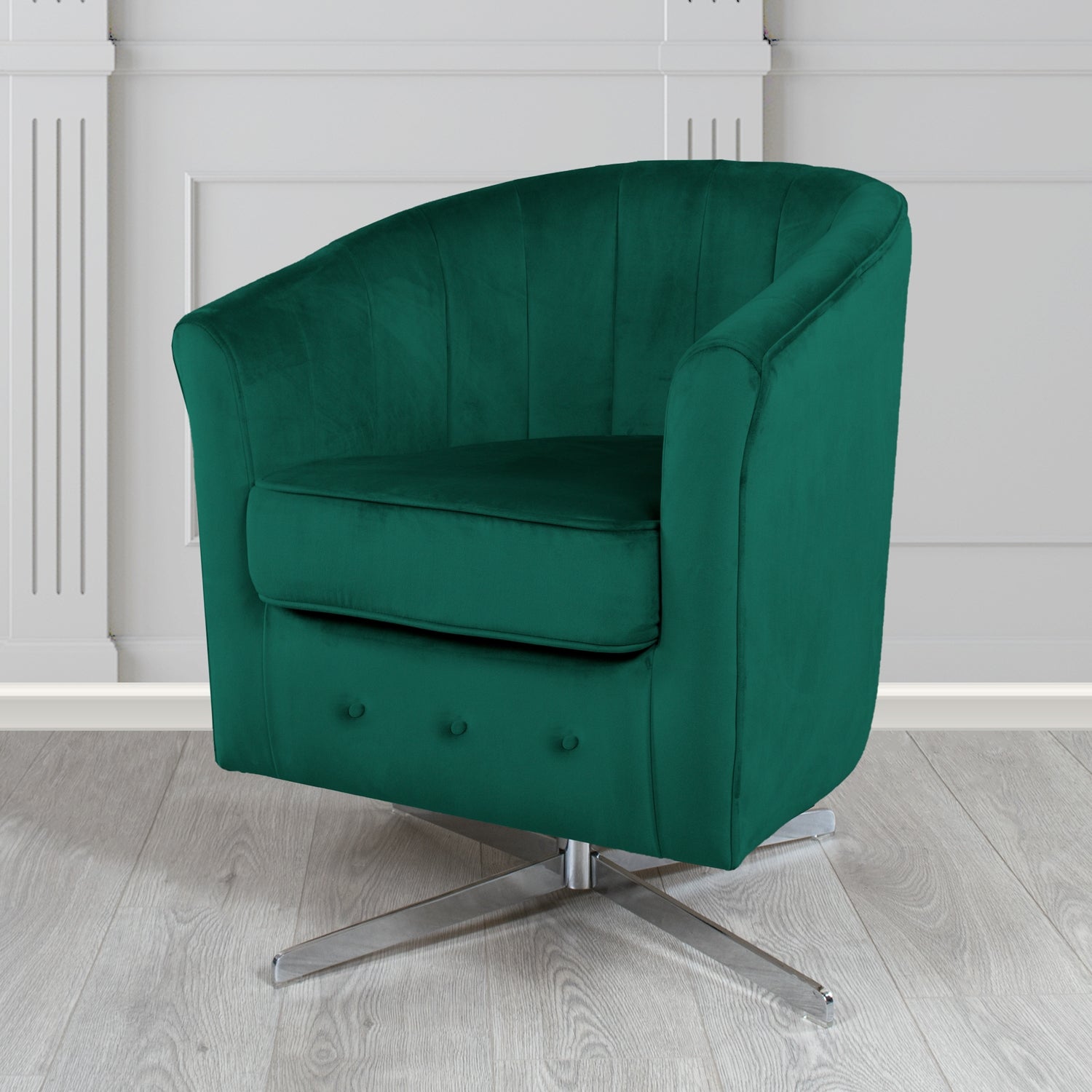 Doha Swivel Tub Chair in Tubz Monaco Plain Velvet Fabric