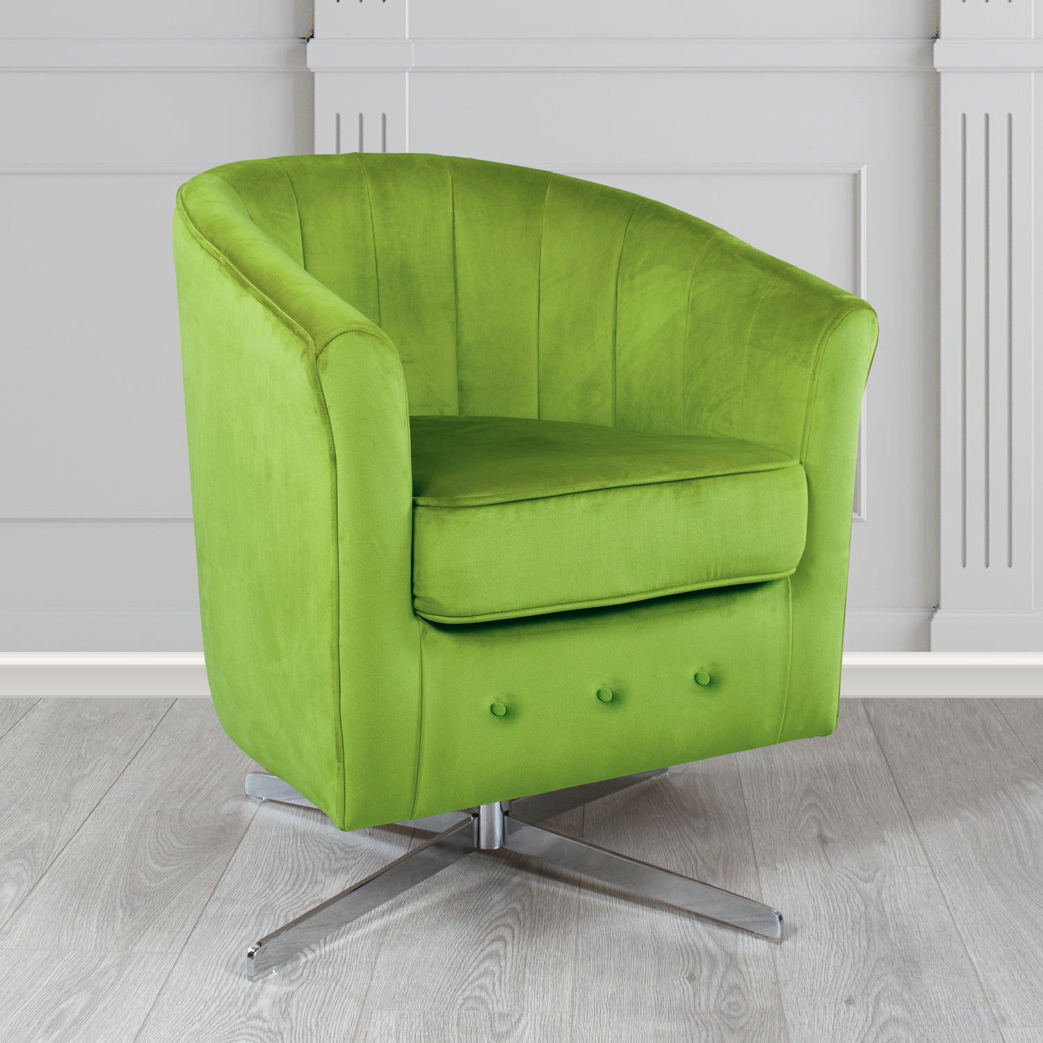 Doha Swivel Tub Chair in Tubz Monaco Plain Velvet Fabric