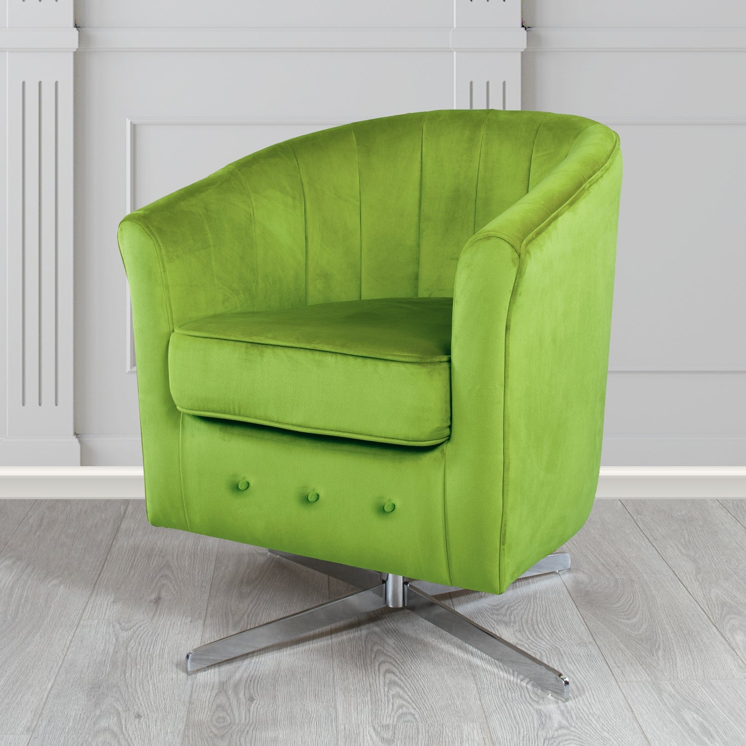 Doha Swivel Tub Chair in Tubz Monaco Plain Velvet Fabric