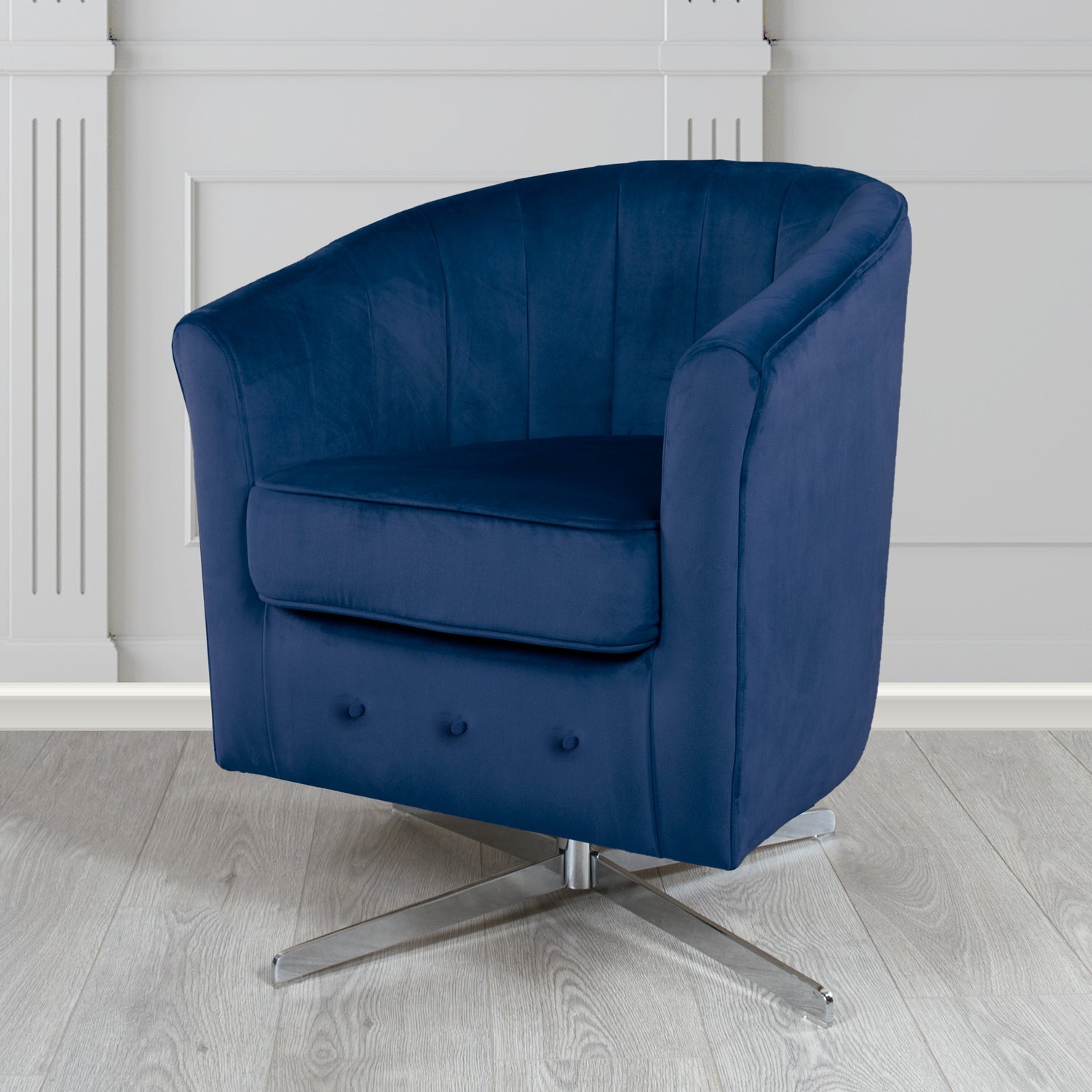 Doha Swivel Tub Chair in Tubz Monaco Plain Velvet Fabric