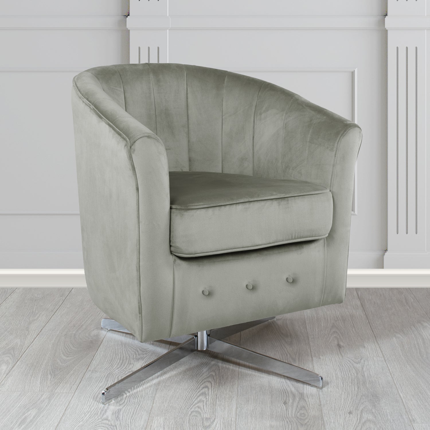 Doha Swivel Tub Chair in Tubz Monaco Plain Velvet Fabric