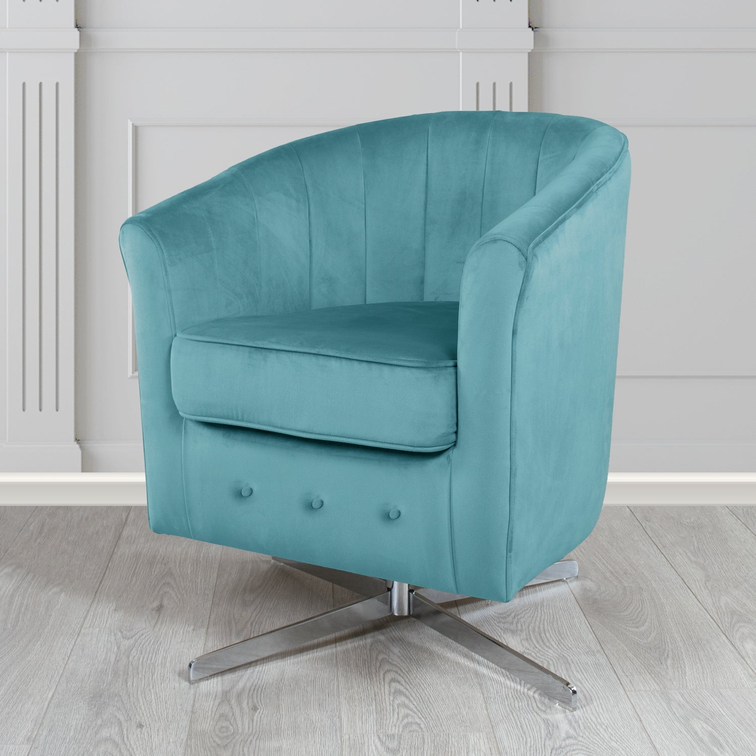 Doha Swivel Tub Chair in Tubz Monaco Plain Velvet Fabric