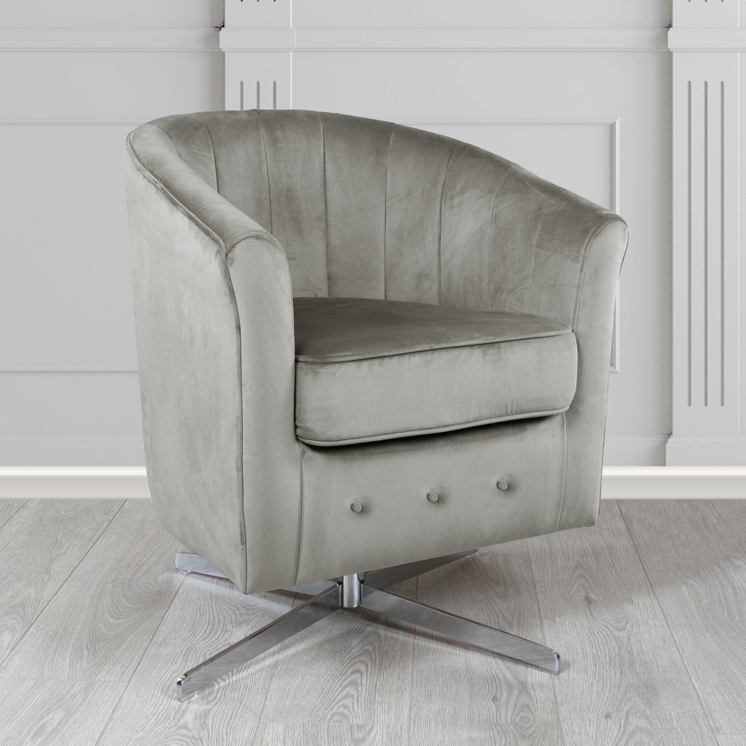 Doha Swivel Tub Chair in Tubz Monaco Plain Velvet Fabric