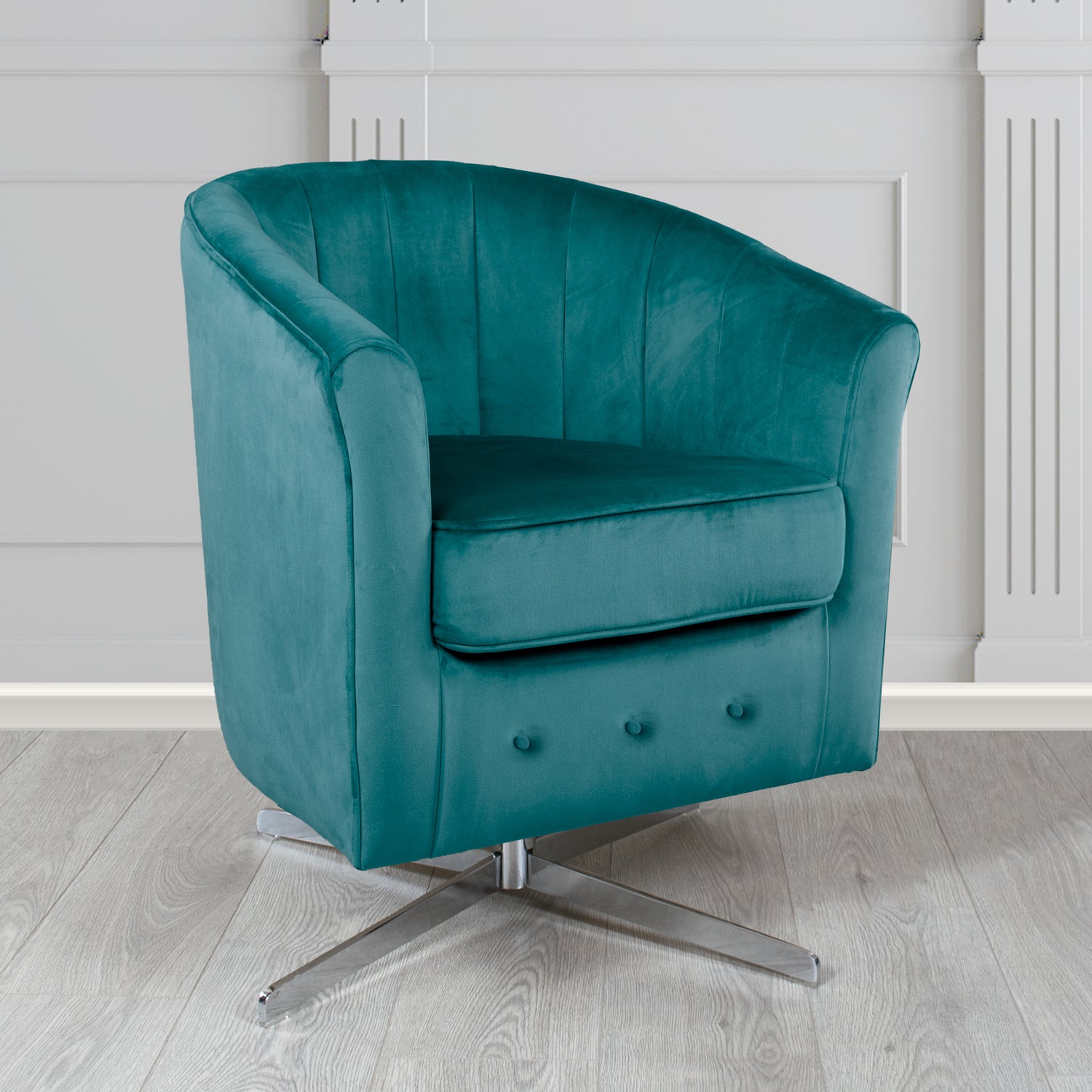 Doha Swivel Tub Chair in Tubz Monaco Plain Velvet Fabric
