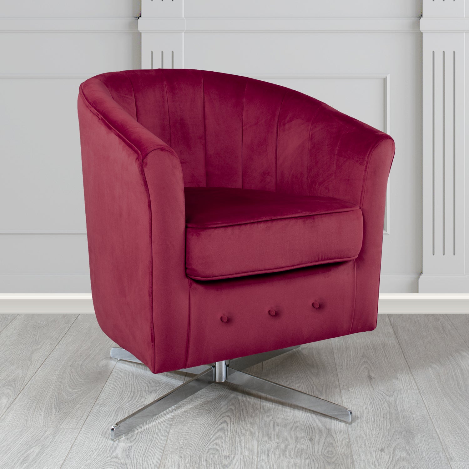 Doha Swivel Tub Chair in Tubz Monaco Plain Velvet Fabric