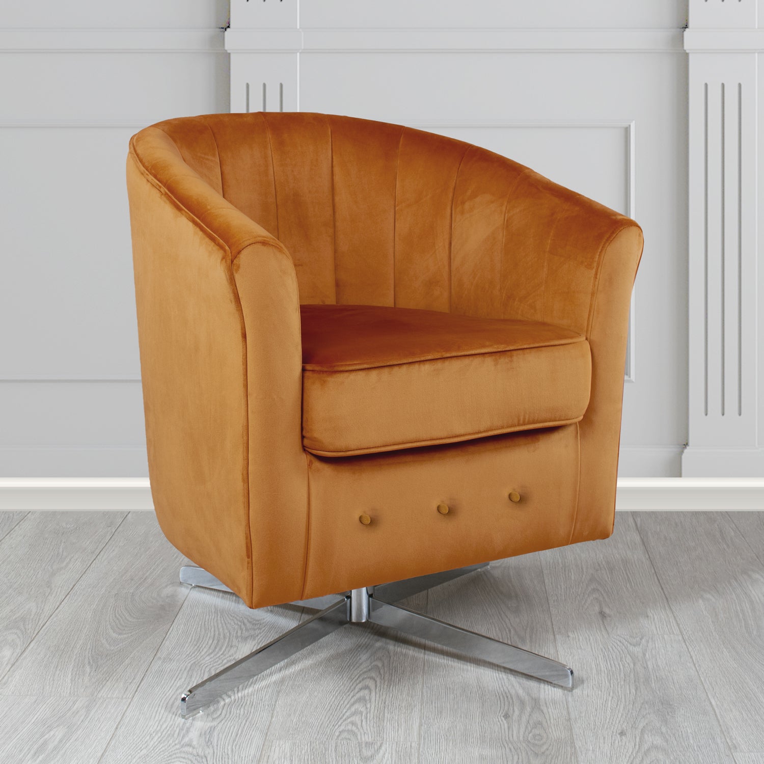 Doha Swivel Tub Chair in Sapore Crib 5 Velvet Fabric