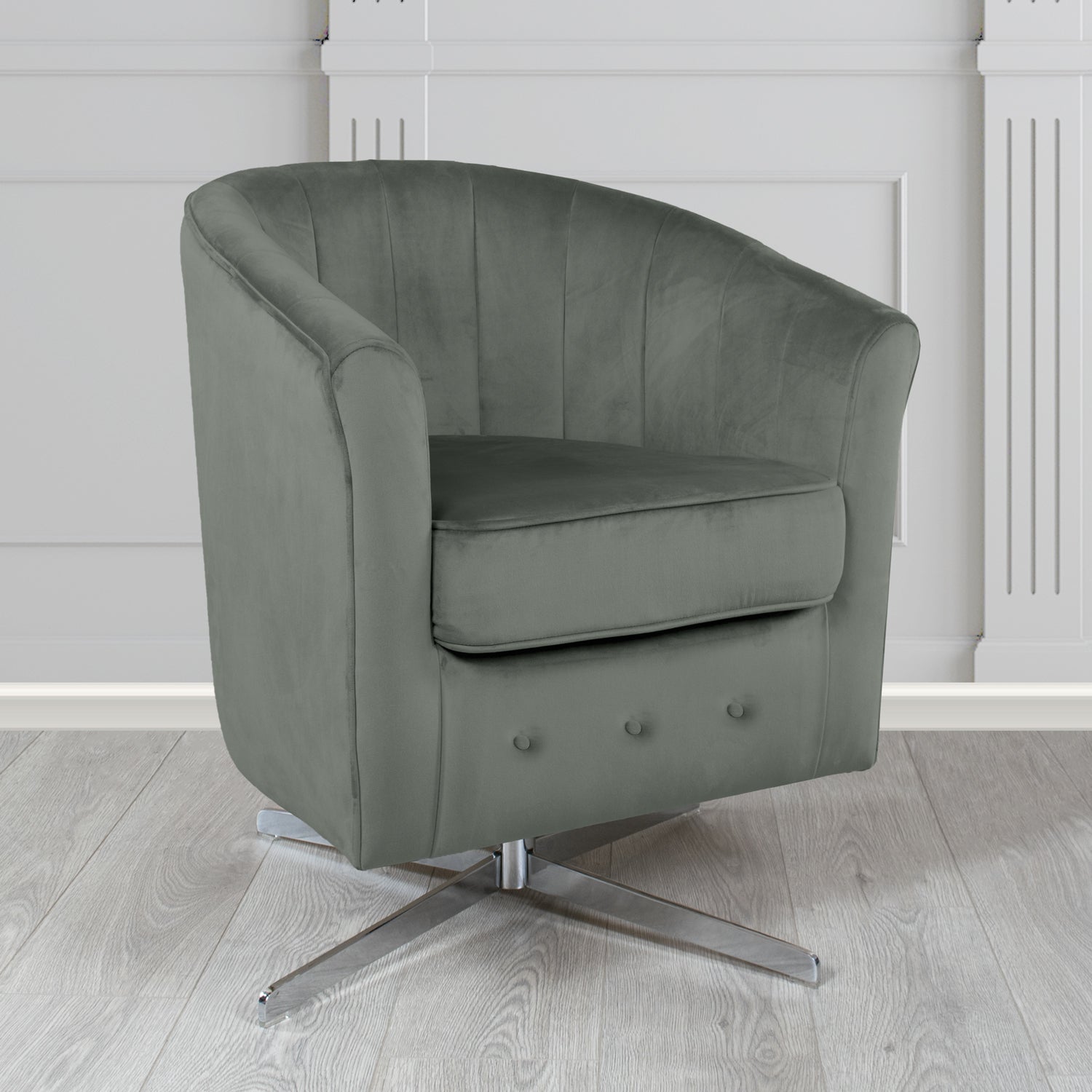 Doha Swivel Tub Chair in Sapore Crib 5 Velvet Fabric
