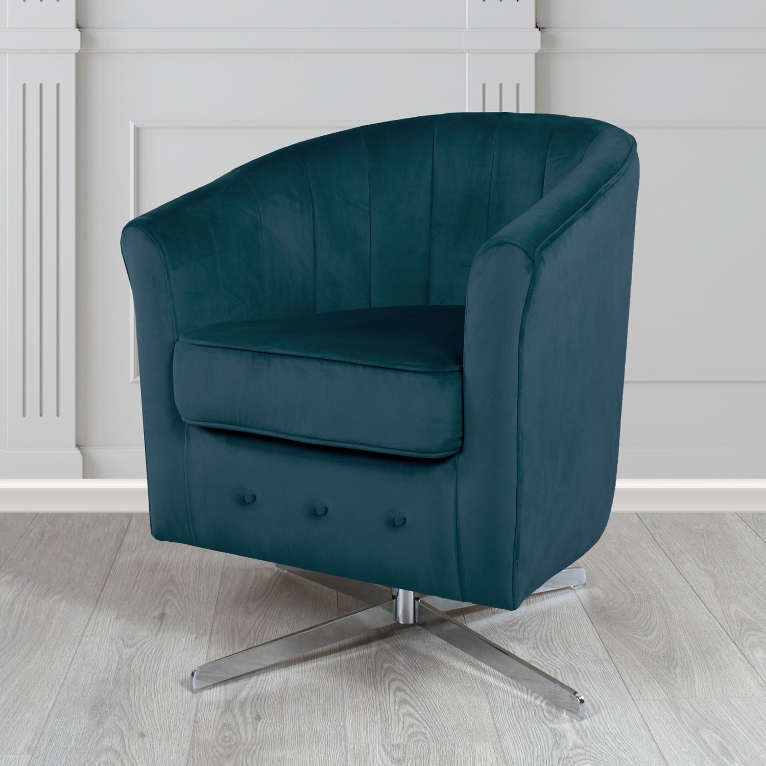 Doha Swivel Tub Chair in Sapore Crib 5 Velvet Fabric