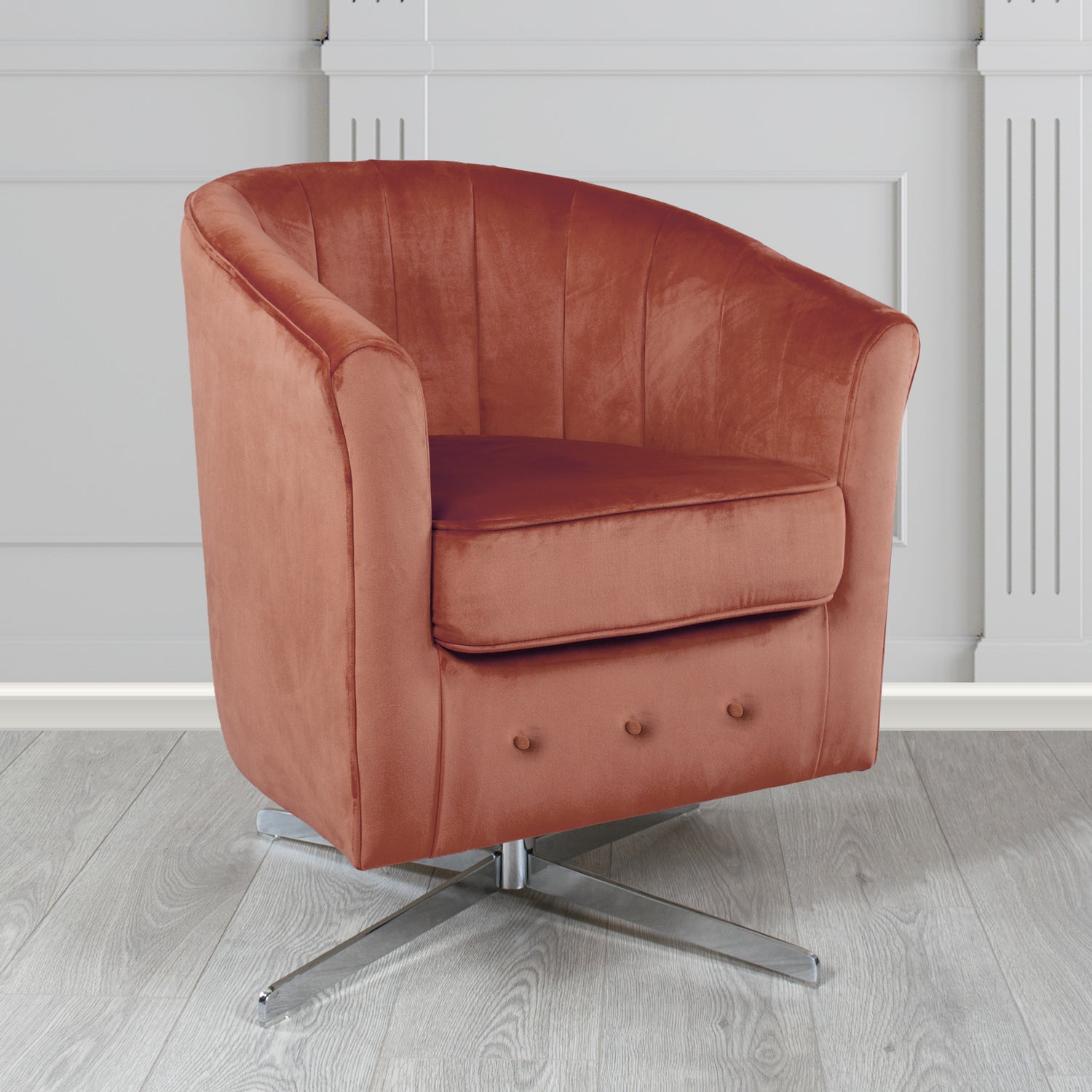 Doha Swivel Tub Chair in Sapore Crib 5 Velvet Fabric