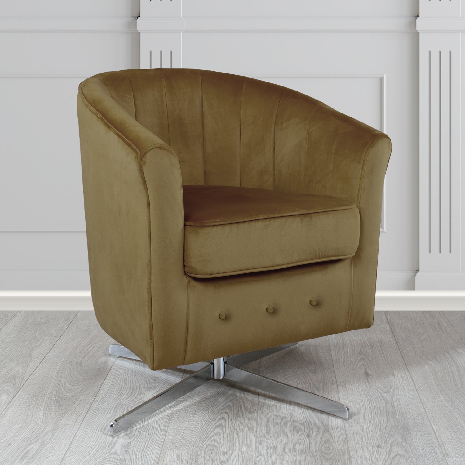 Doha Swivel Tub Chair in Sapore Crib 5 Velvet Fabric