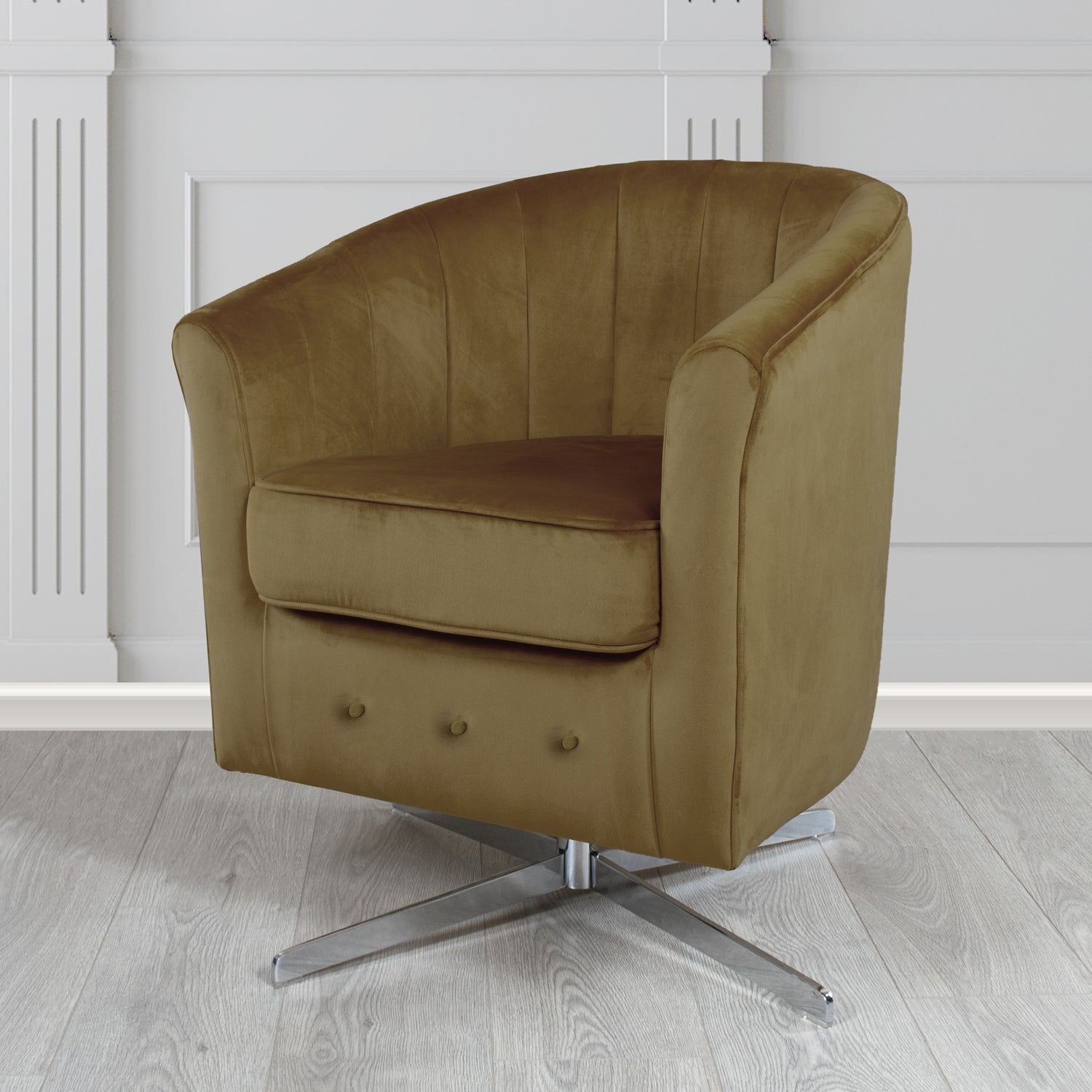 Doha Swivel Tub Chair in Sapore Crib 5 Velvet Fabric
