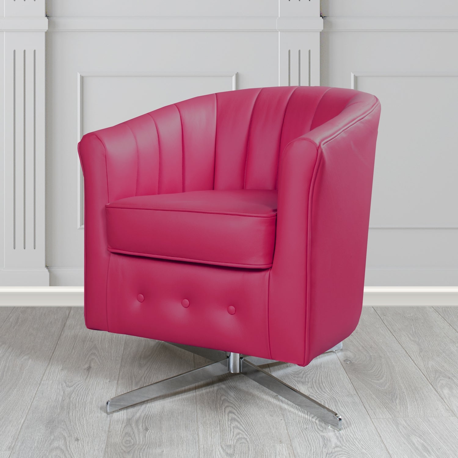 Doha Swivel Tub Chair in Crest Leather Shelly Crib 5 Genuine Leather